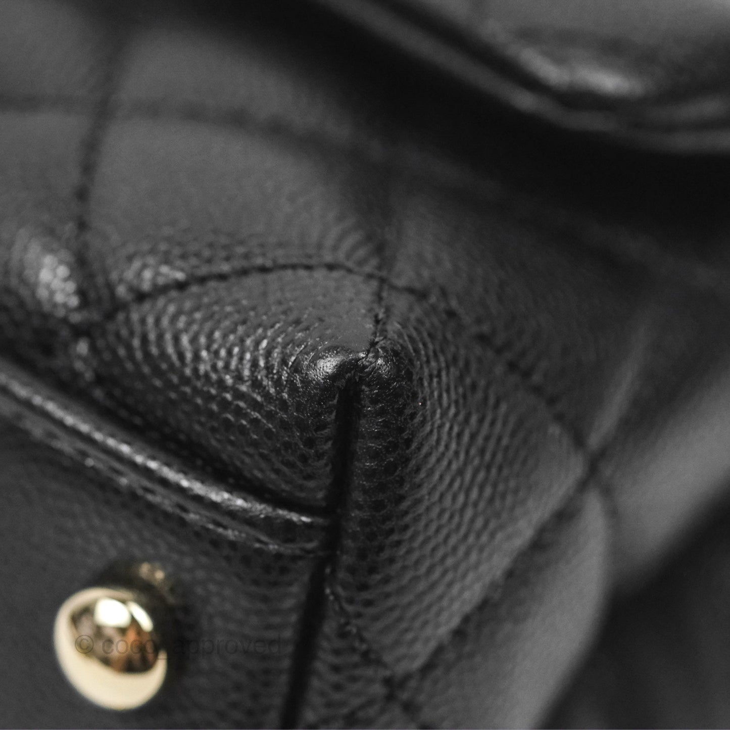 Chanel Mini Coco Handle Quilted Black Caviar Lizard Embossed Handle Gold Hardware