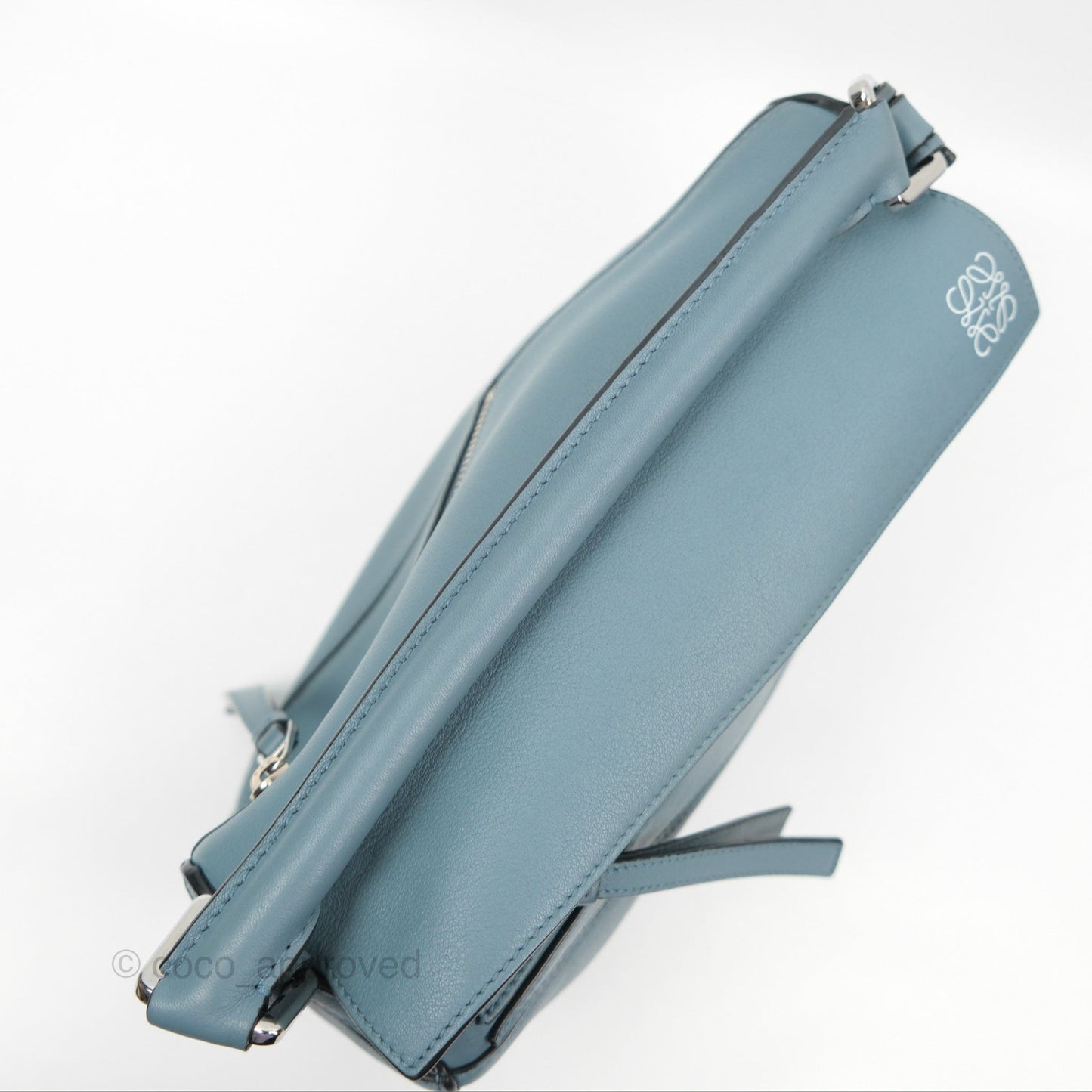 Loewe Small Puzzle Bag Stone Blue Calfskin Silver Hardware