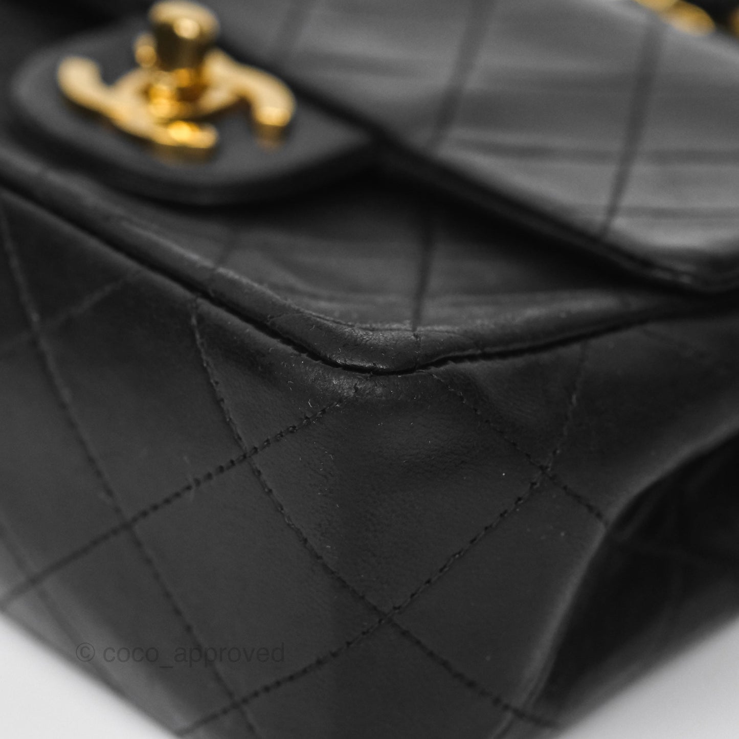 Chanel Vintage Mini Square Black Lambskin 24K Gold Hardware