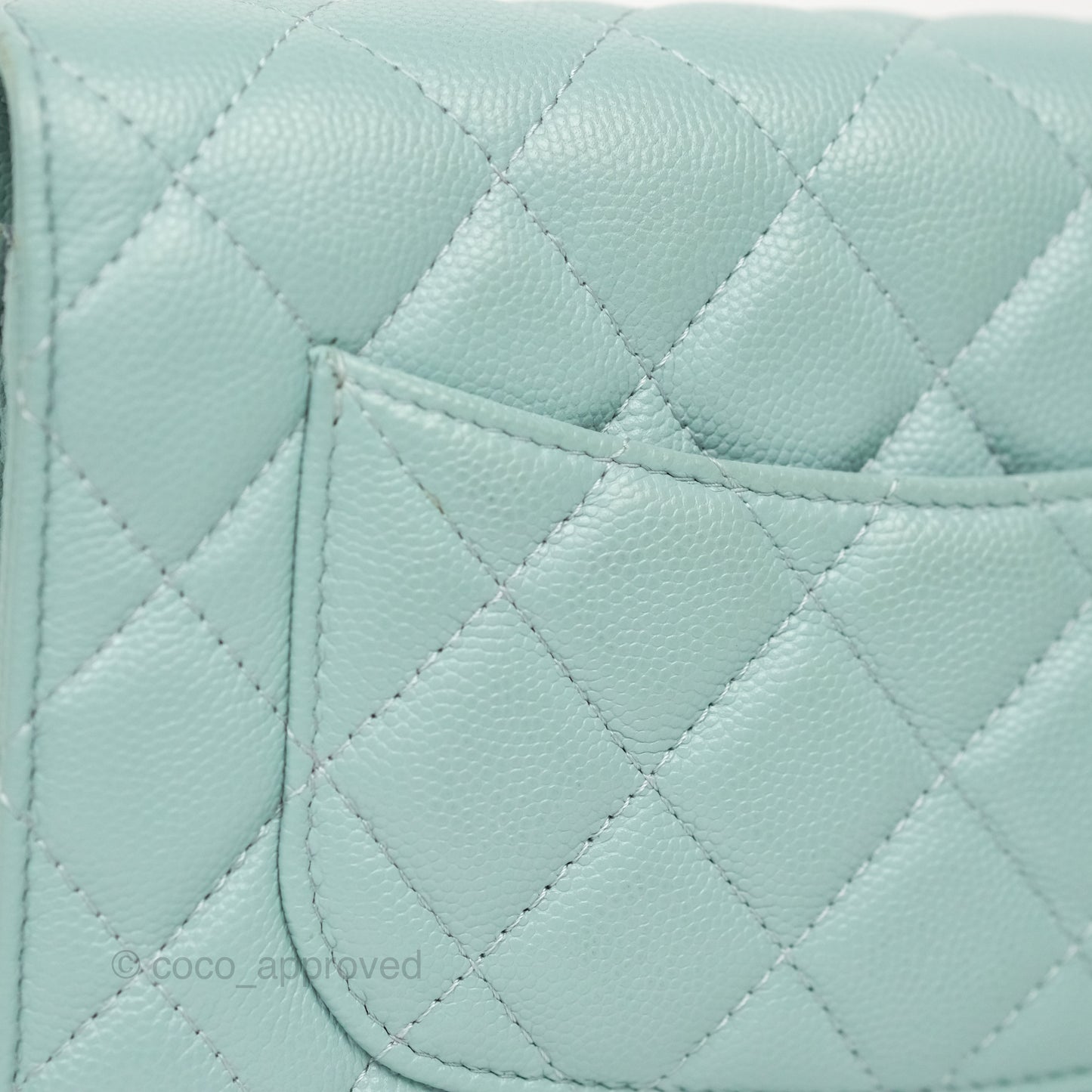 Chanel Quilted Classic Wallet On Chain WOC Tiffany Blue Caviar Gold Hardware