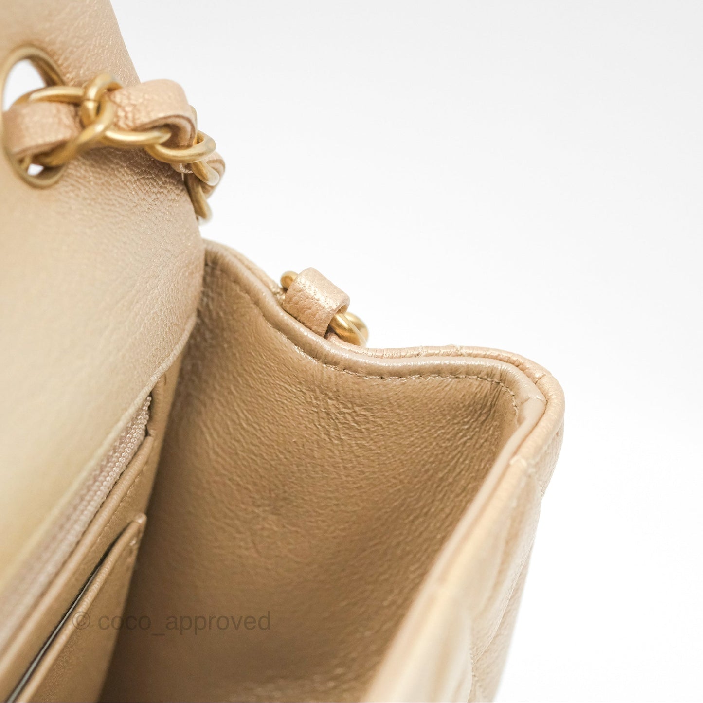 Chanel Mini Rectangular Flap Beige Ombre Iridescent Goatskin Aged Gold Hardware 22C