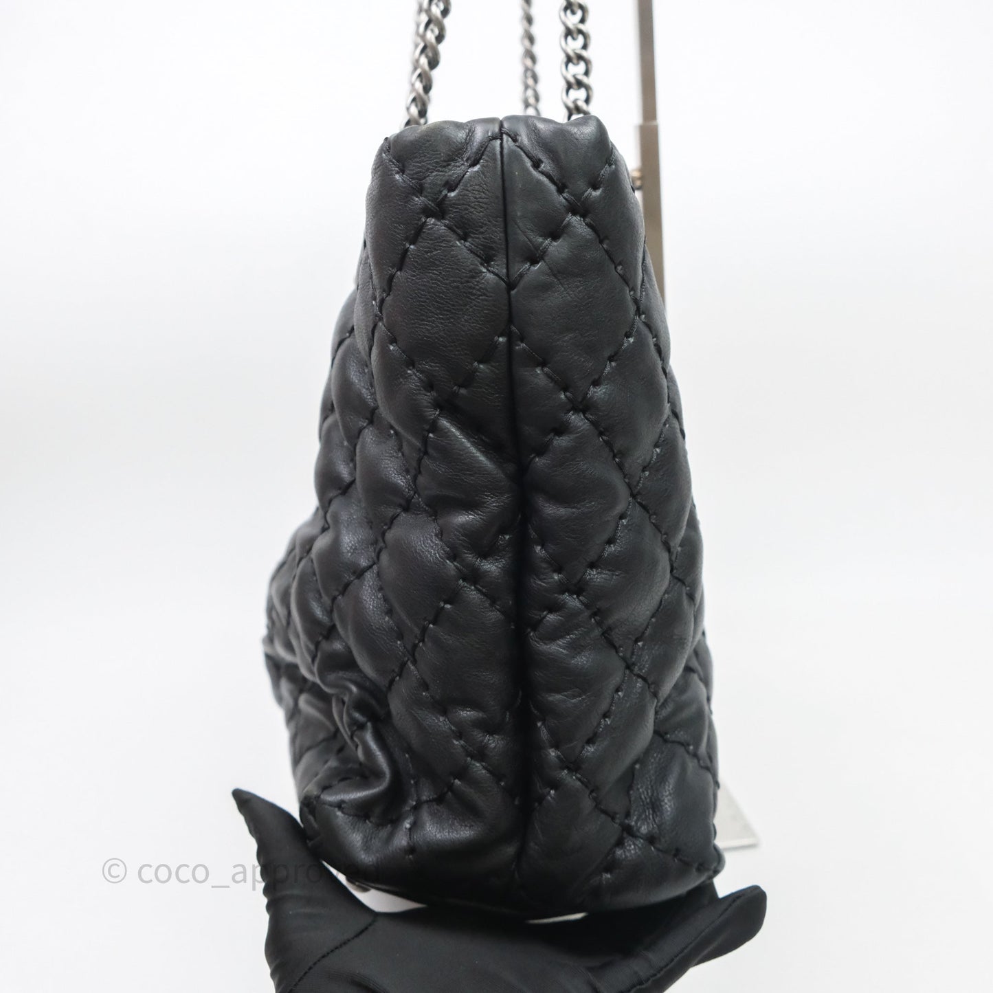 Chanel Ultimate Stitch Shopping Tote Black Calfskin Aged Silver Hardware
