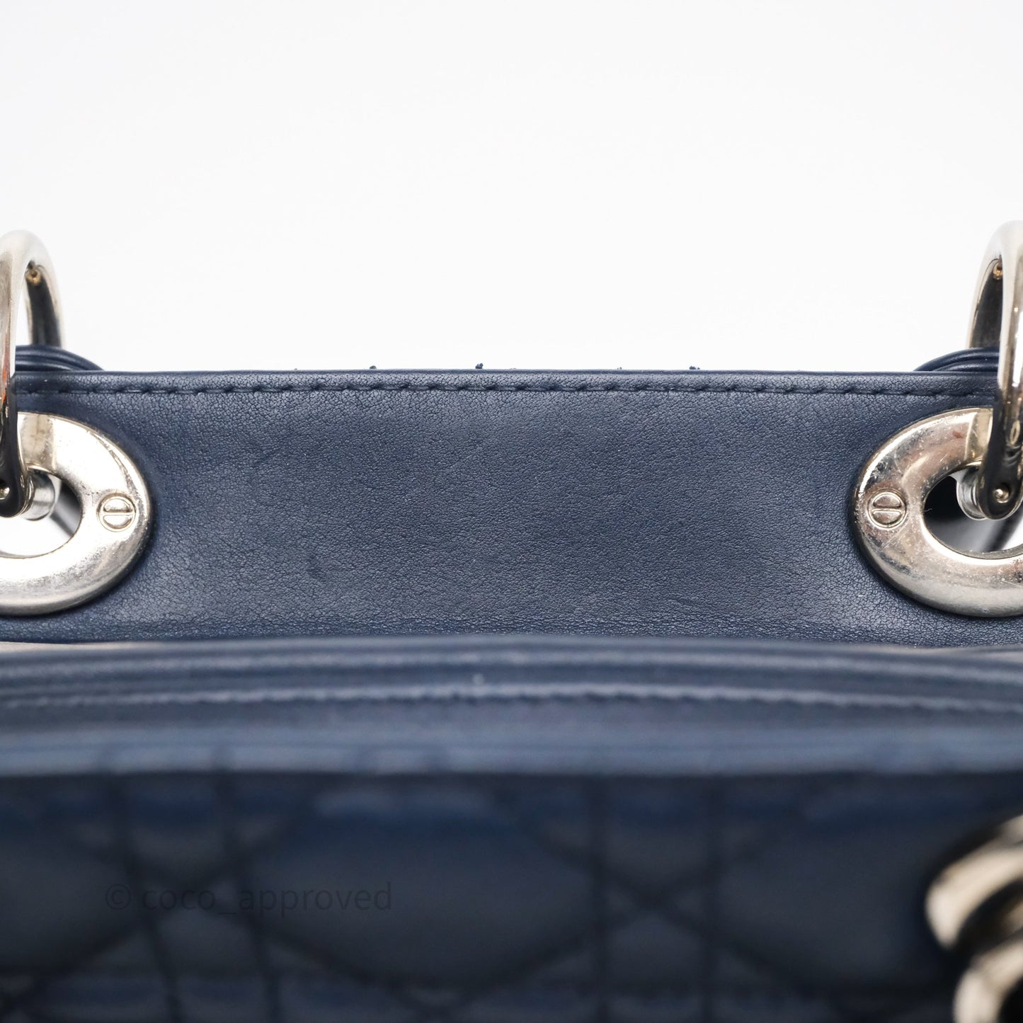 Christian Dior Medium Lady Dior Navy Lambskin Silver Hardware