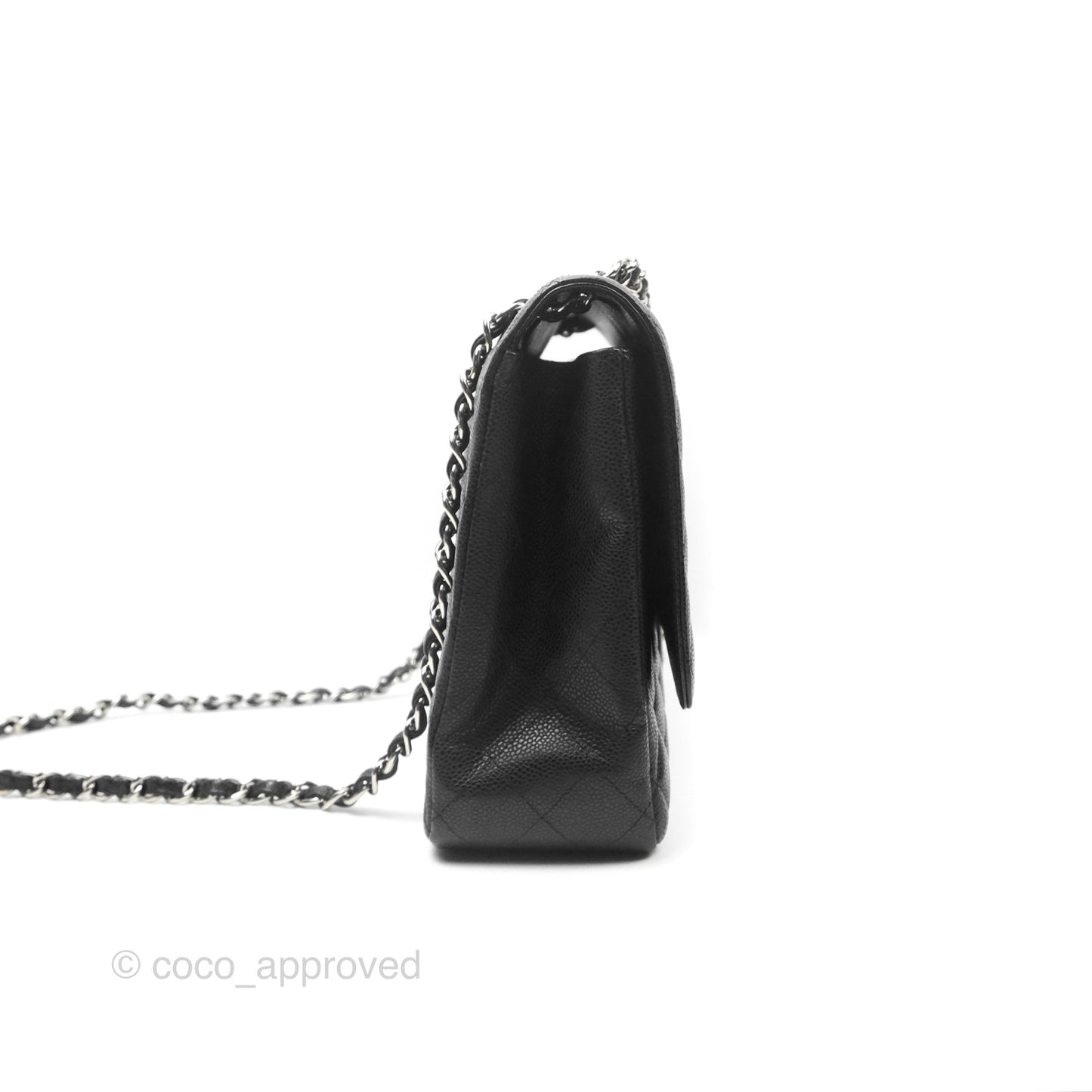 Chanel Quilted Maxi Single Flap Black Caviar Silver Hardware
