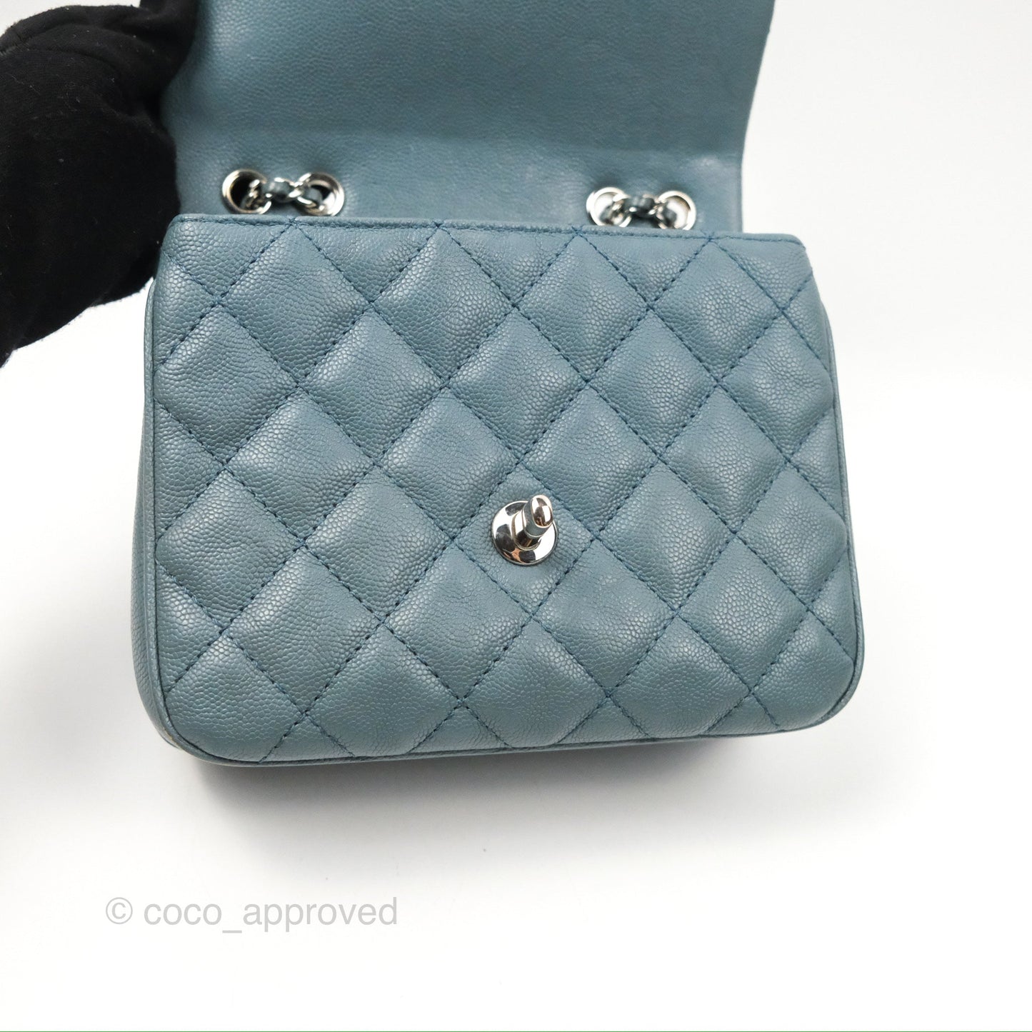 Chanel Quilted Small Urban Companion Flap Bag Blue Caviar Silver Hardware