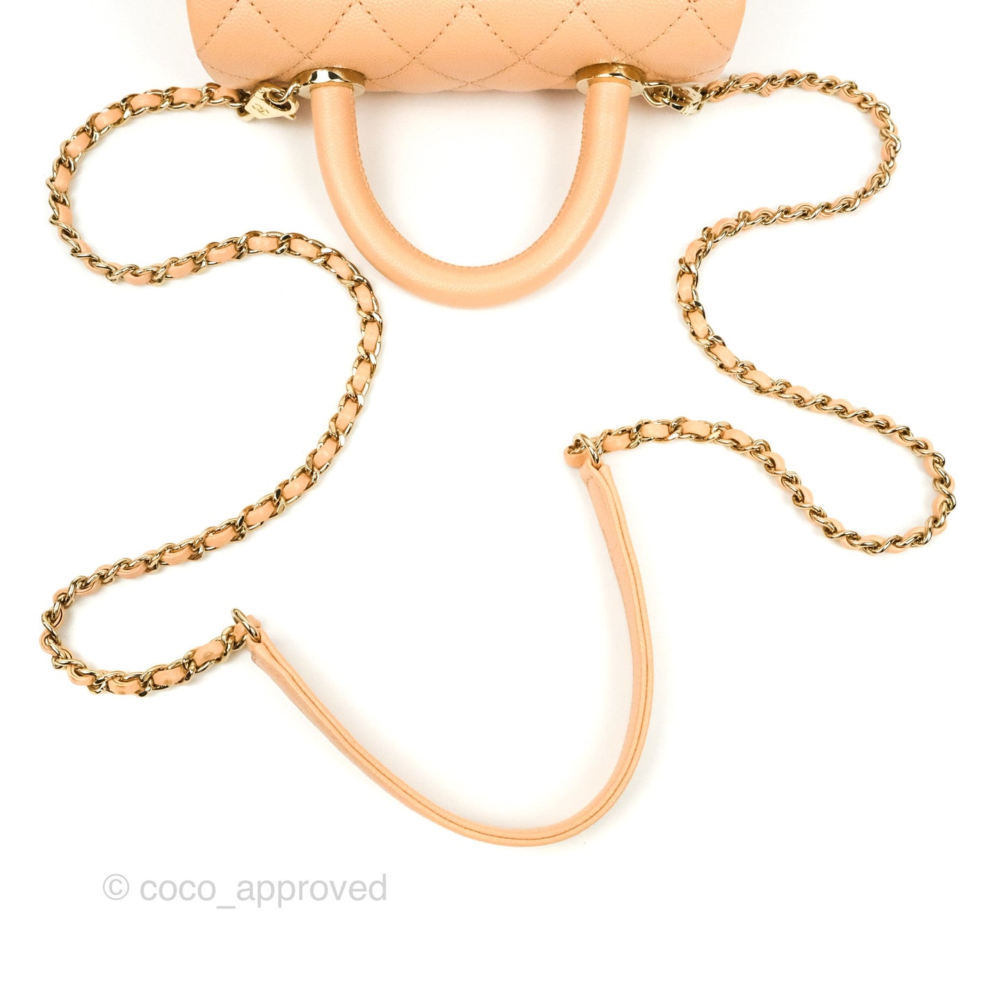 Chanel Mini Coco Handle Quilted Beige Pink Caviar Gold Hardware