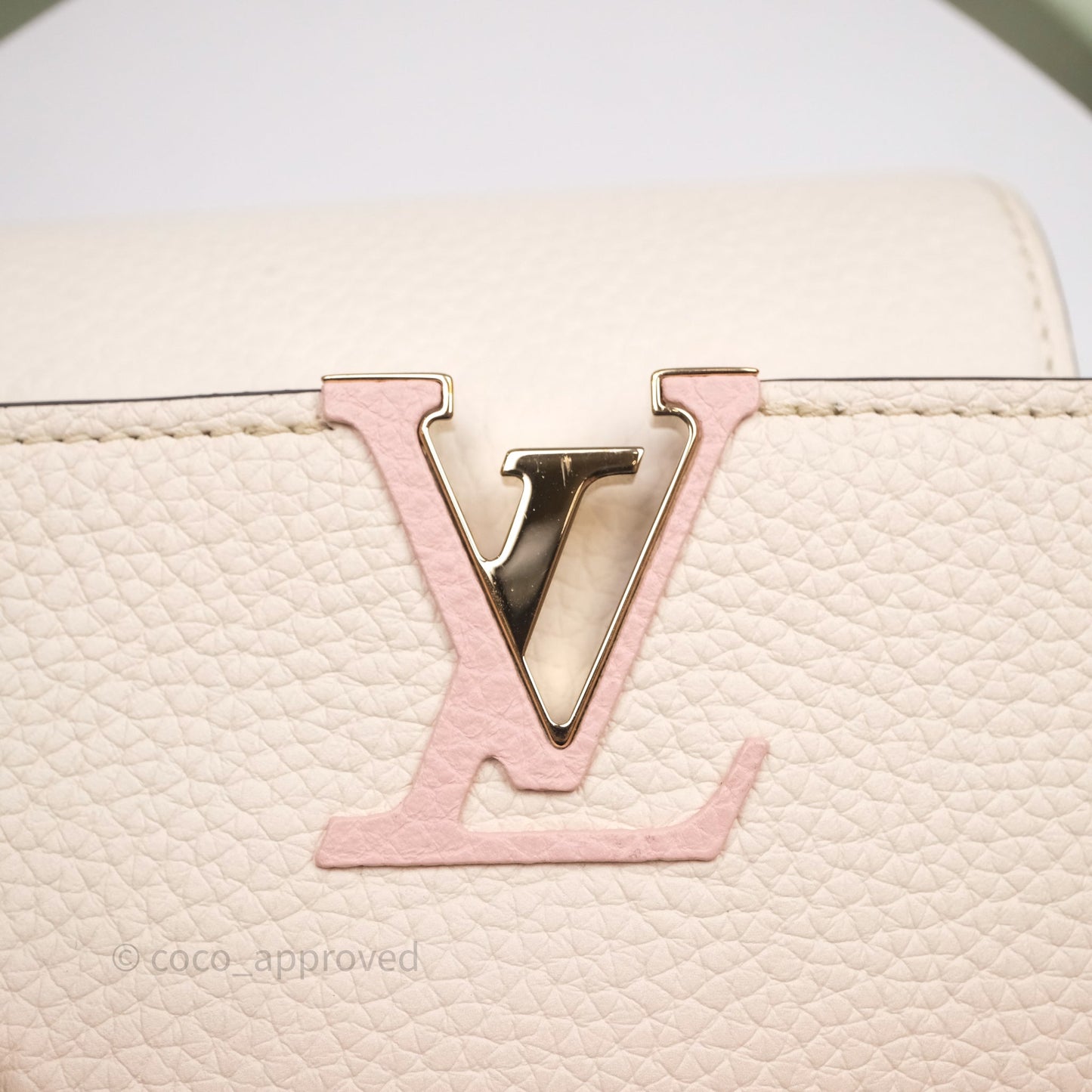 Louis Vuitton Capucines BB Creme Rose Jade Taurillon Leather Gold Hardware