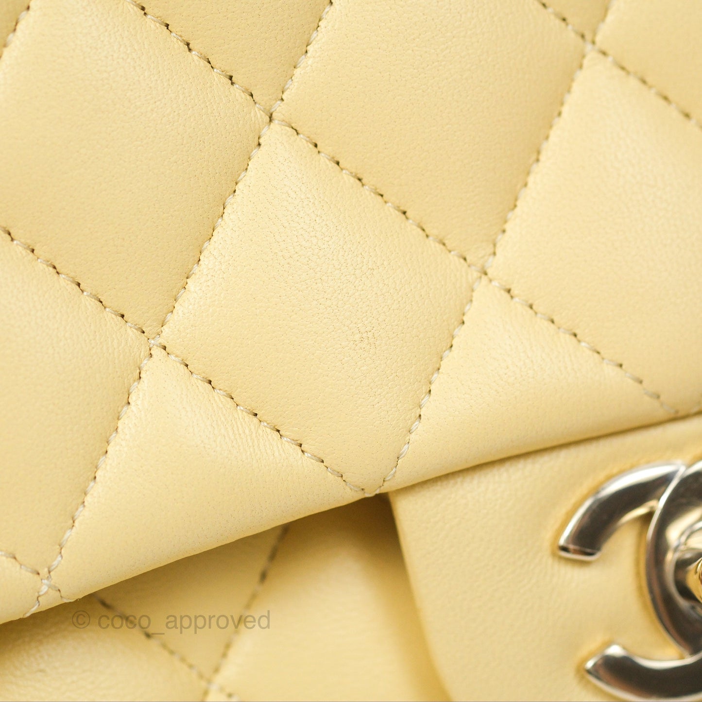 Chanel Classic M/L Medium Flap Quilted Yellow Lambskin Gold Hardware