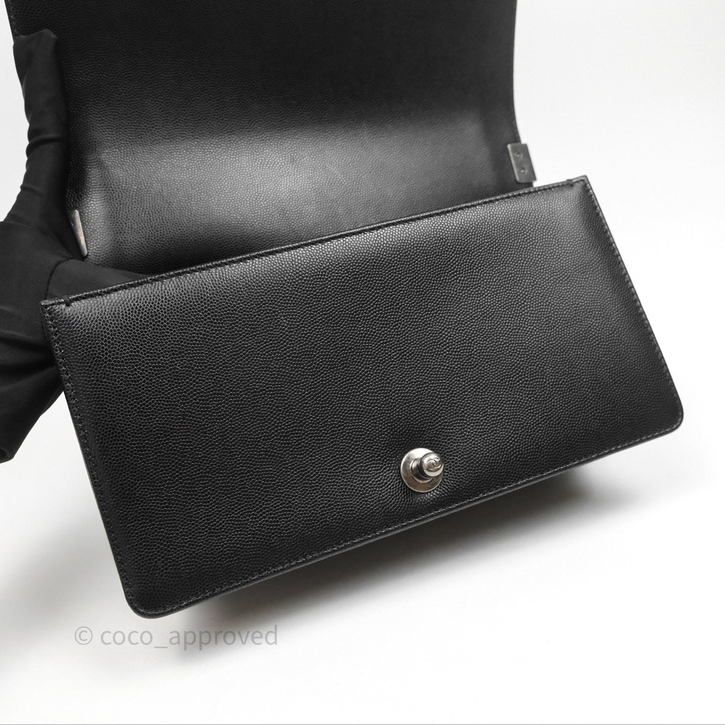 Chanel Quilted Medium Boy Black Caviar Ruthenium Hardware