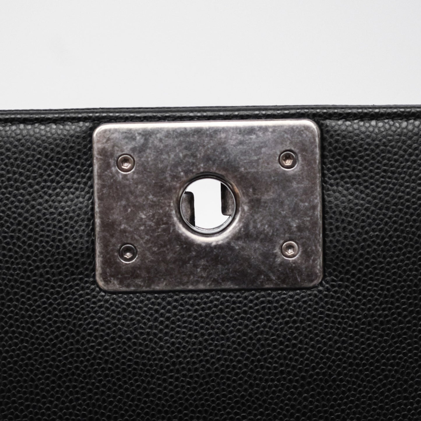 Chanel Medium Boy Quilted Black Caviar Ruthenium Hardware