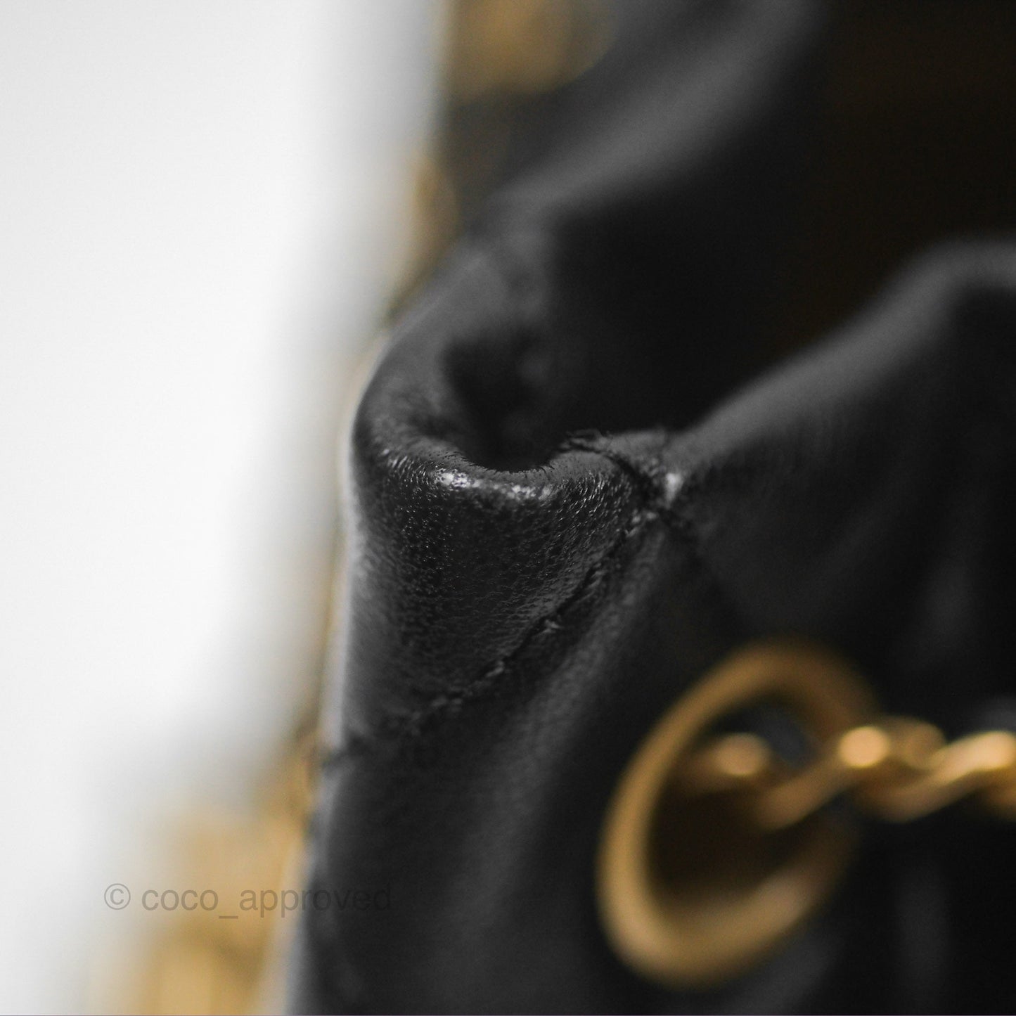 Chanel Pearl Crush Bucket Bag Black Lambskin Aged Gold Hardware 22S