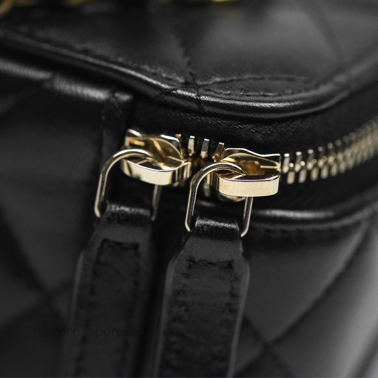Chanel Vanity Rectangular Top Handle Black Lambskin Aged Gold Hardware