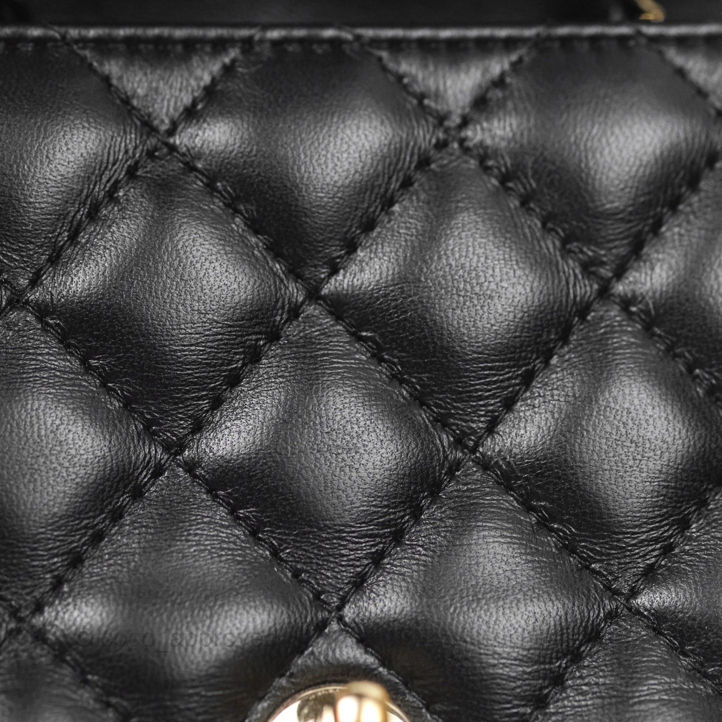 Chanel Quilted Mini Square Flap Black Lambskin Gold Hardware