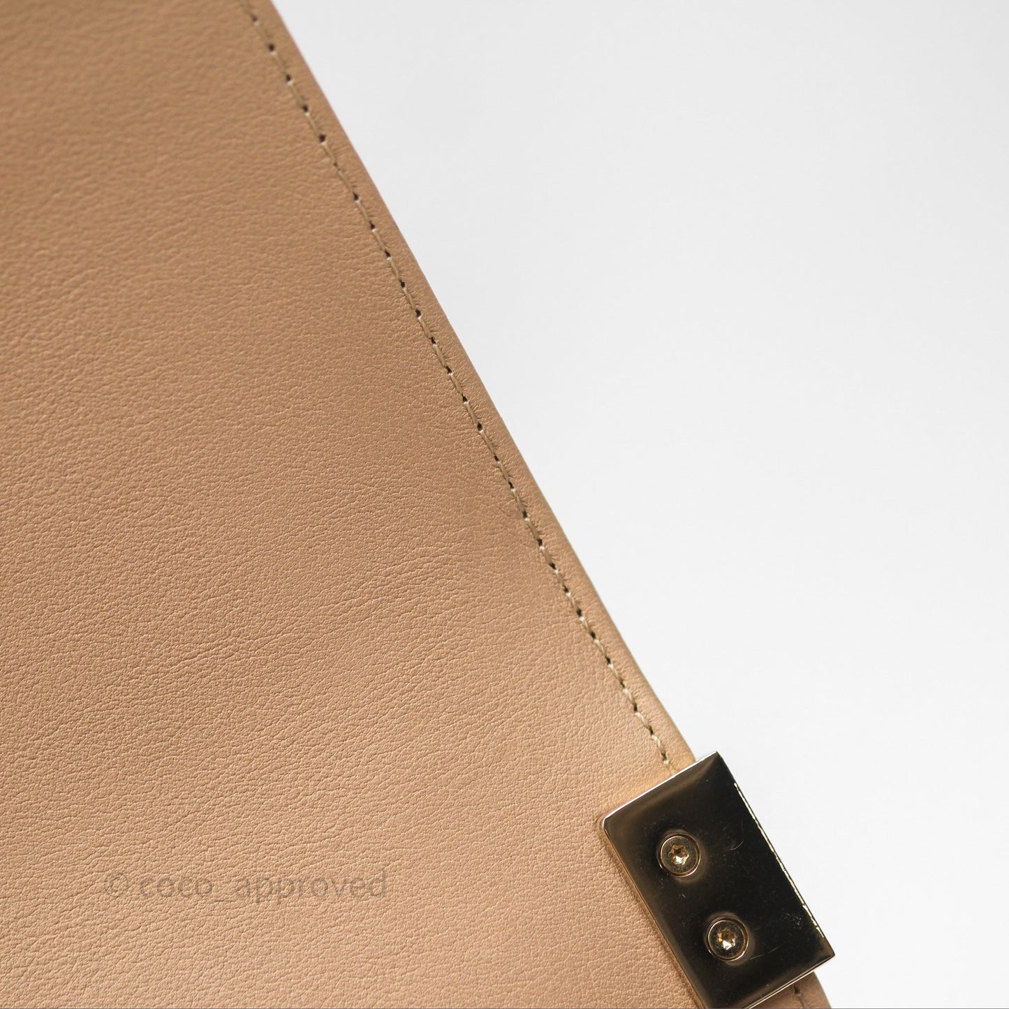 Chanel Boy Quilted Medium Beige Calfskin Gold Hardware