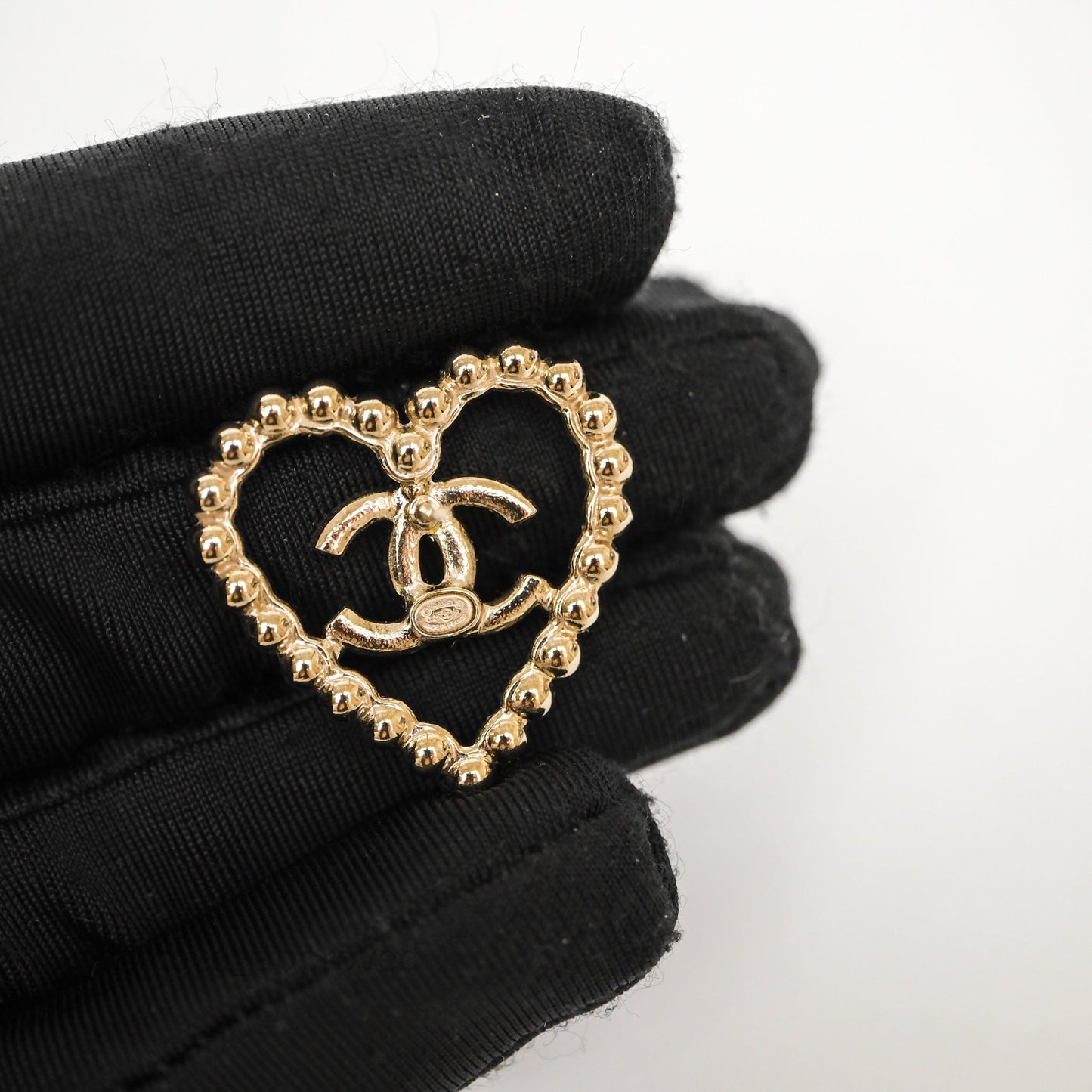 Chanel Crystal and Gold Metal CC Heart Earrings 25P