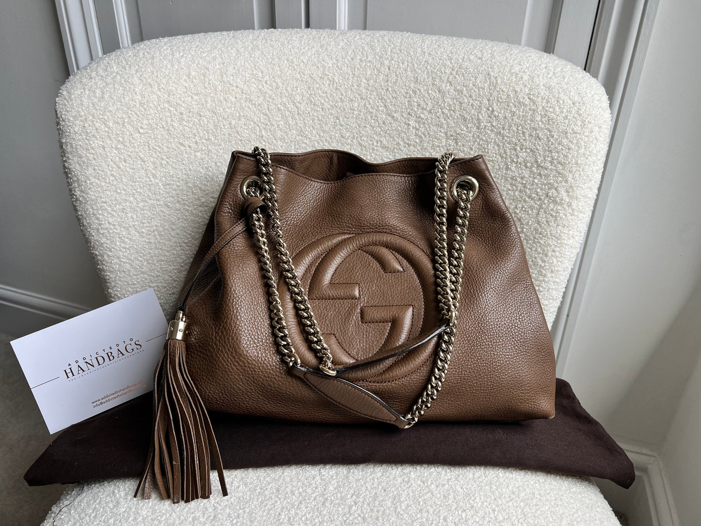 Luxury Gucci Trending 2025 Brown Soho Chain Tote