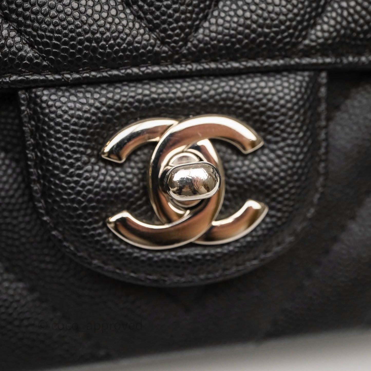 Chanel Mini Rectangular Flap Chevron Black Caviar Silver Hardware