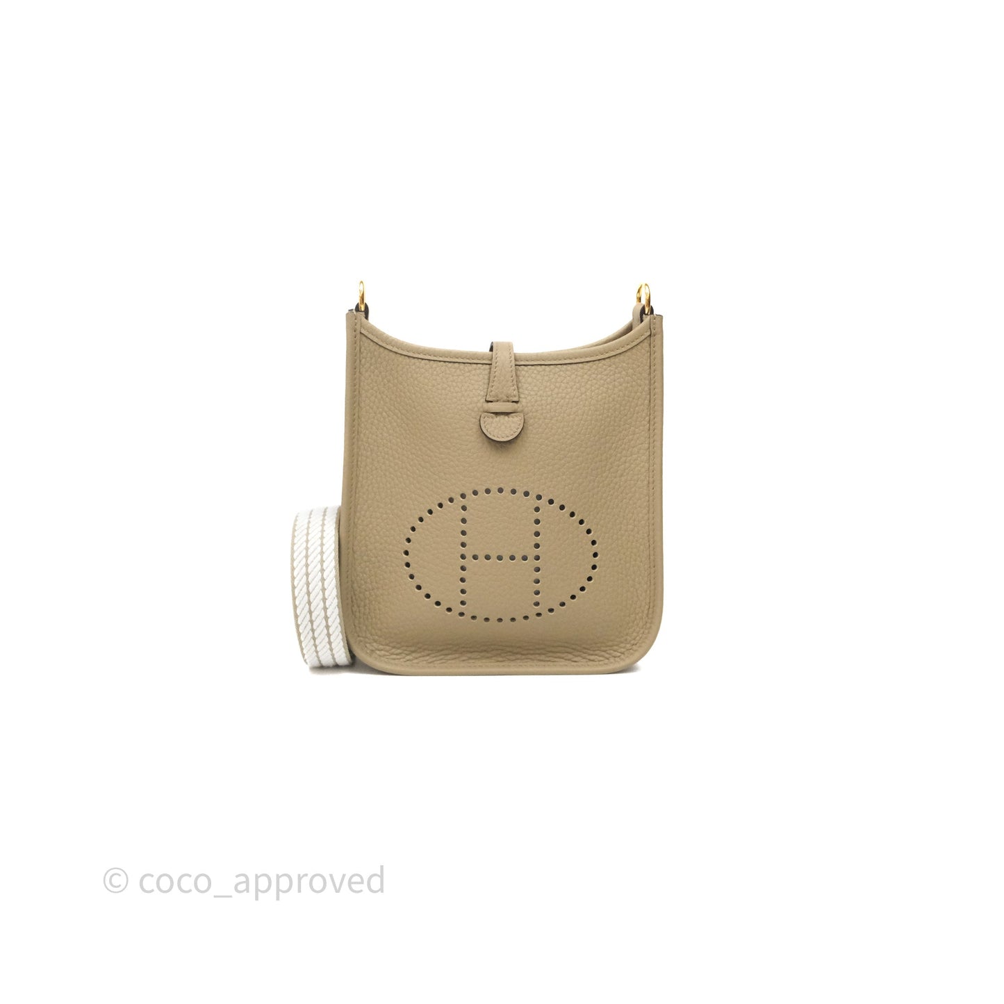 Hermès Mini Evelyne 16 Beige Marfa 8Q Clemence Gold Hardware