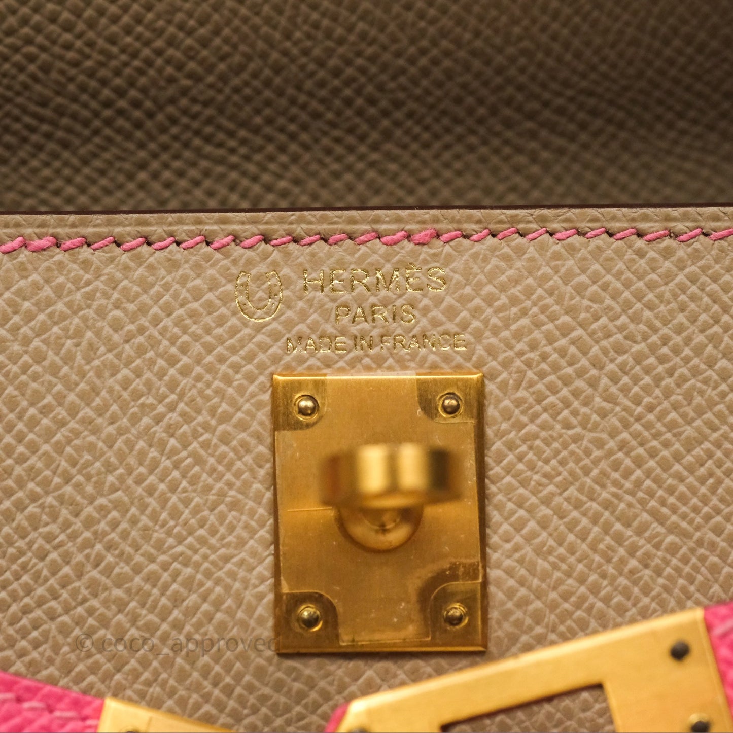 Hermès Kelly 25 Sellier Begie/Pink Epsom Gold Hardware
