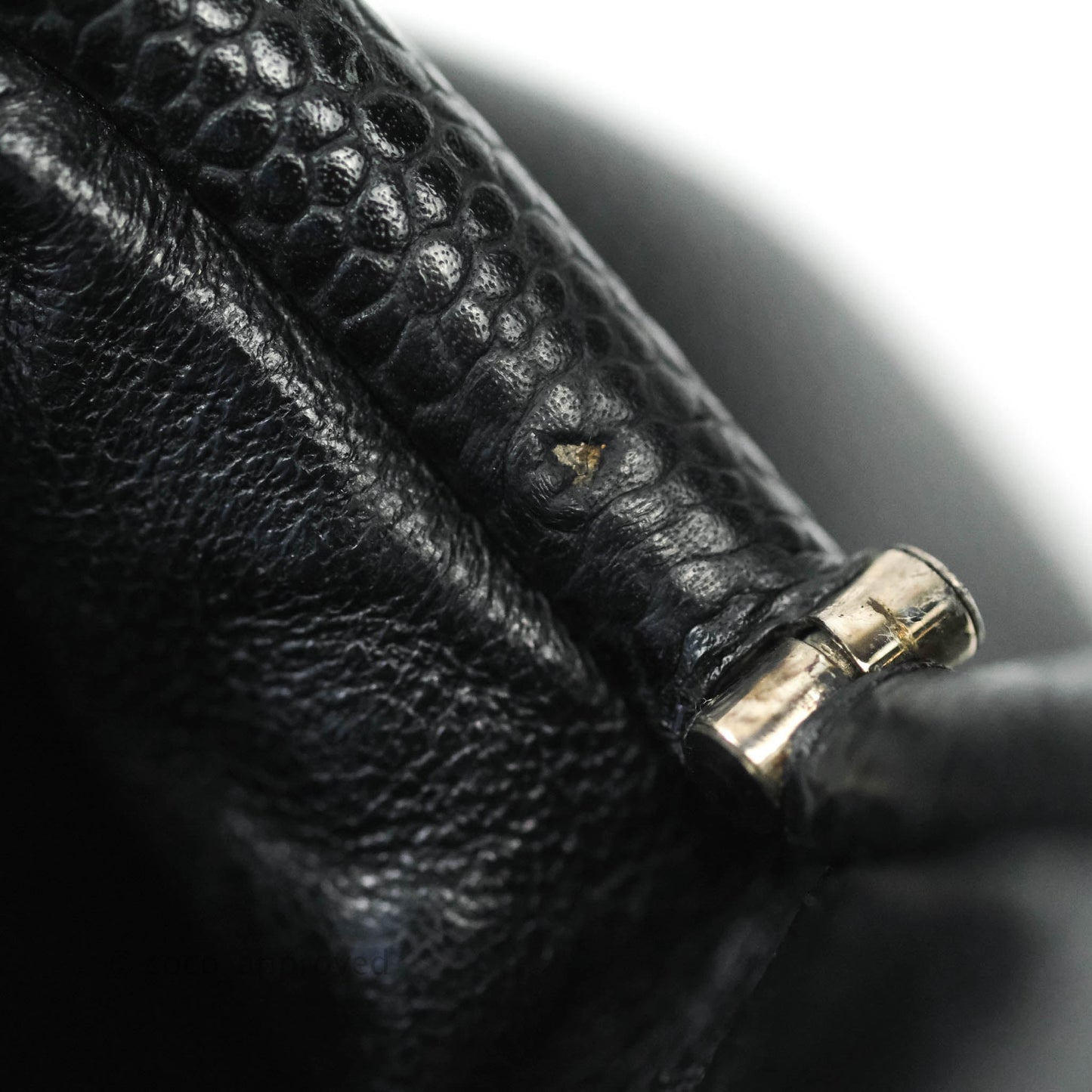 Chanel Quilted Timeless Kisslock Clutch Black Caviar Silver Hardware