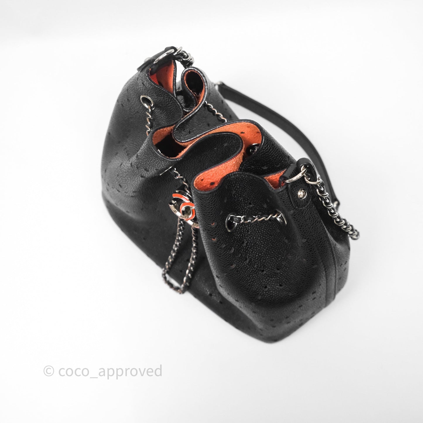 Chanel CC Drawstring Bucket Bag Black Caviar