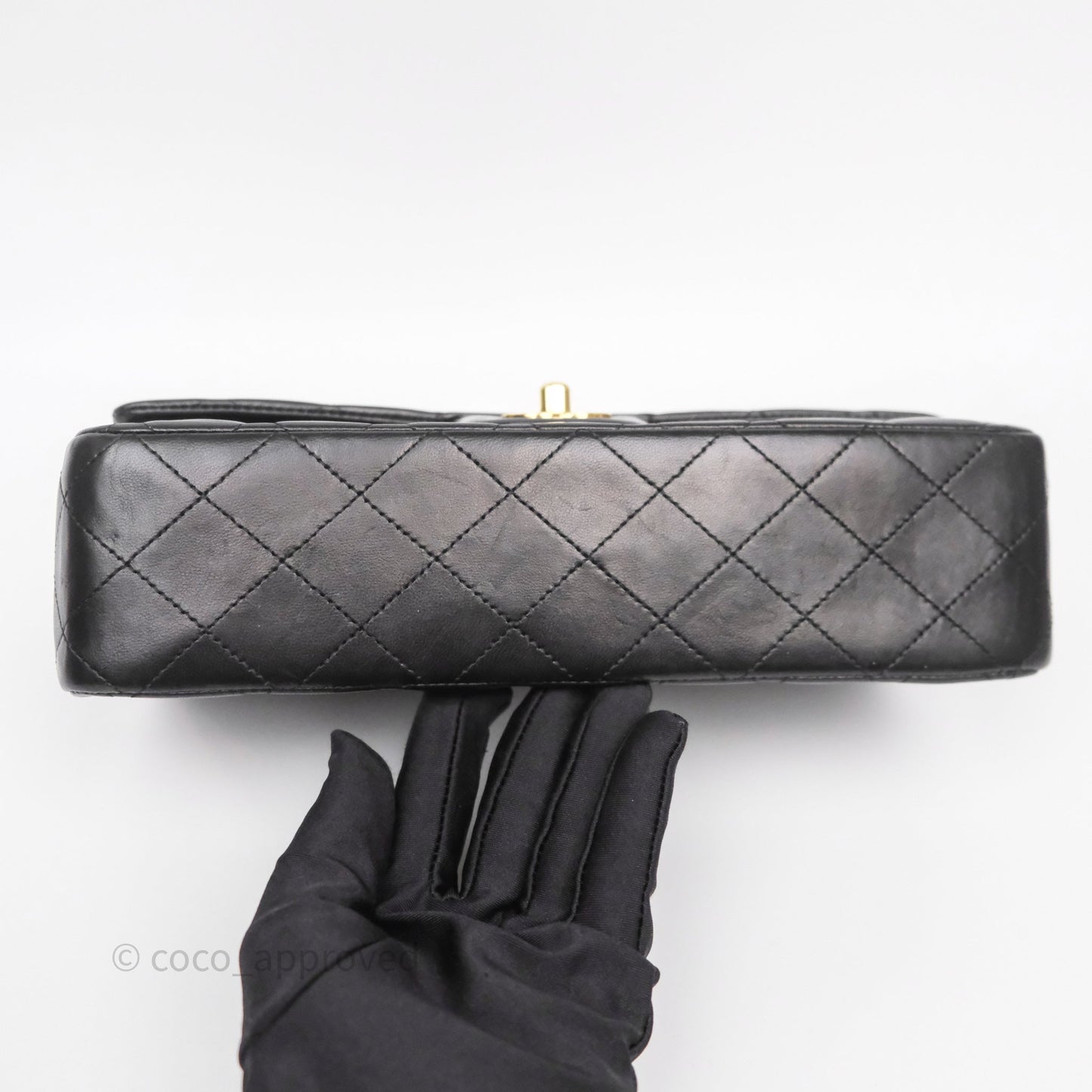 Chanel Classic M/L Medium Flap Quilted Black Lambskin Gold Hardware