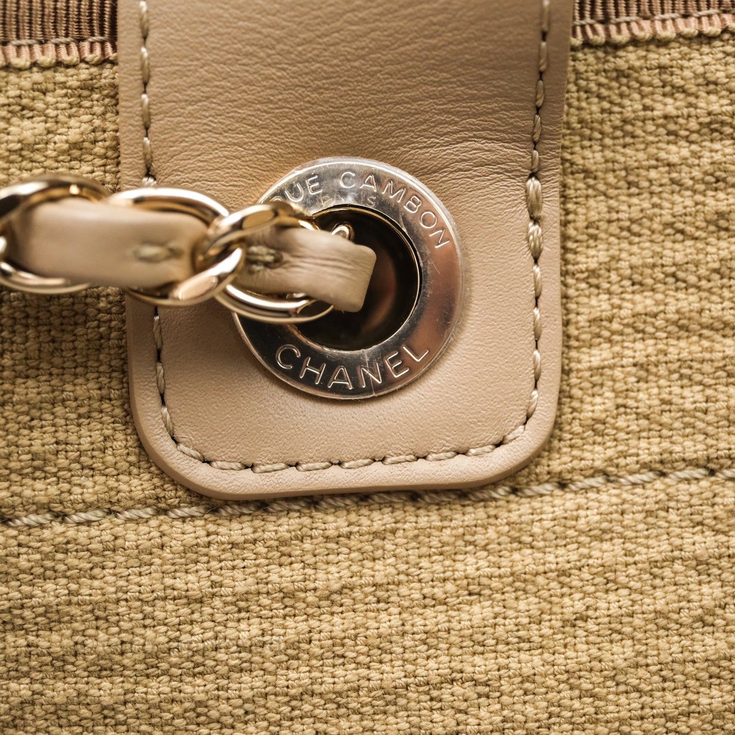 Chanel New Small Canvas Deauville Tote Beige Silver Hardware