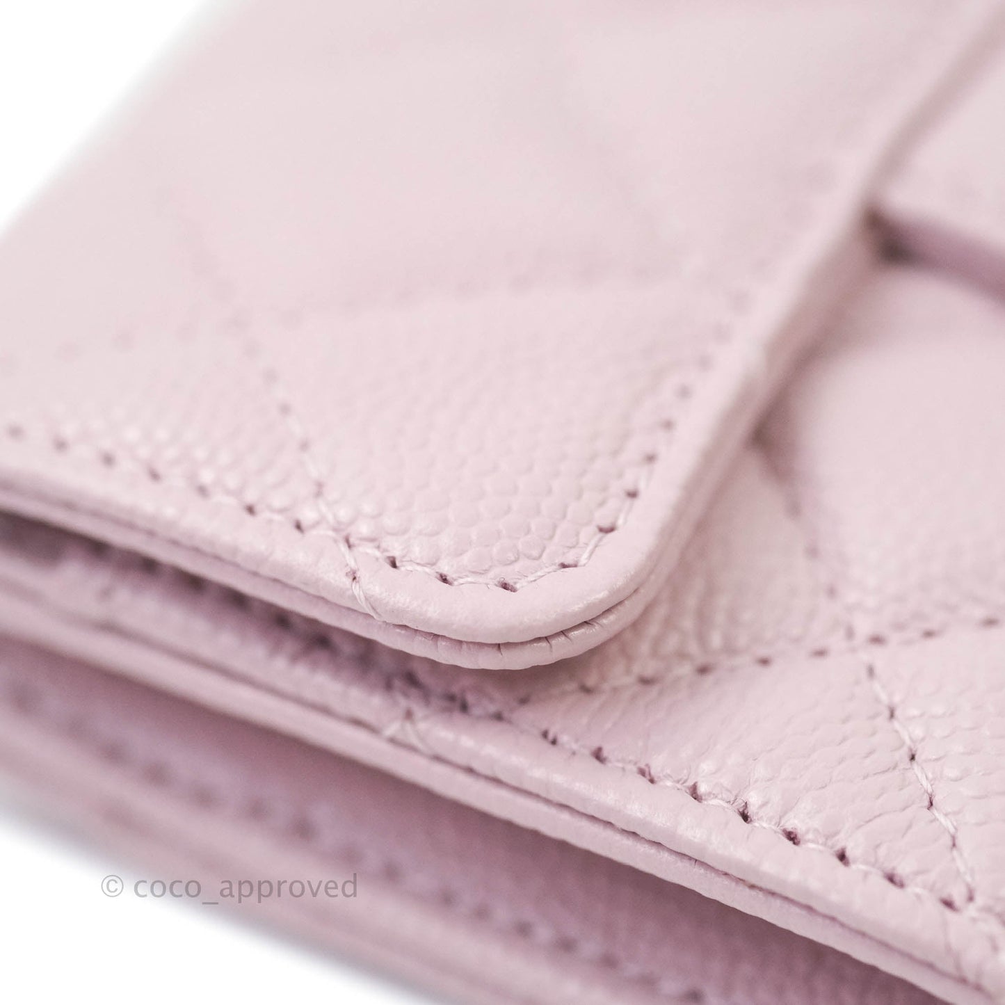 Chanel Caviar Quilted Flap Card Holder Lilac Rose Clair Gold Hardware 21S