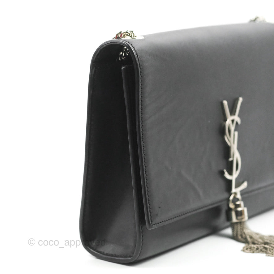 Saint Laurent Medium Kate Tassel Chain Bag Black Smooth Calfskin Silver Hardware