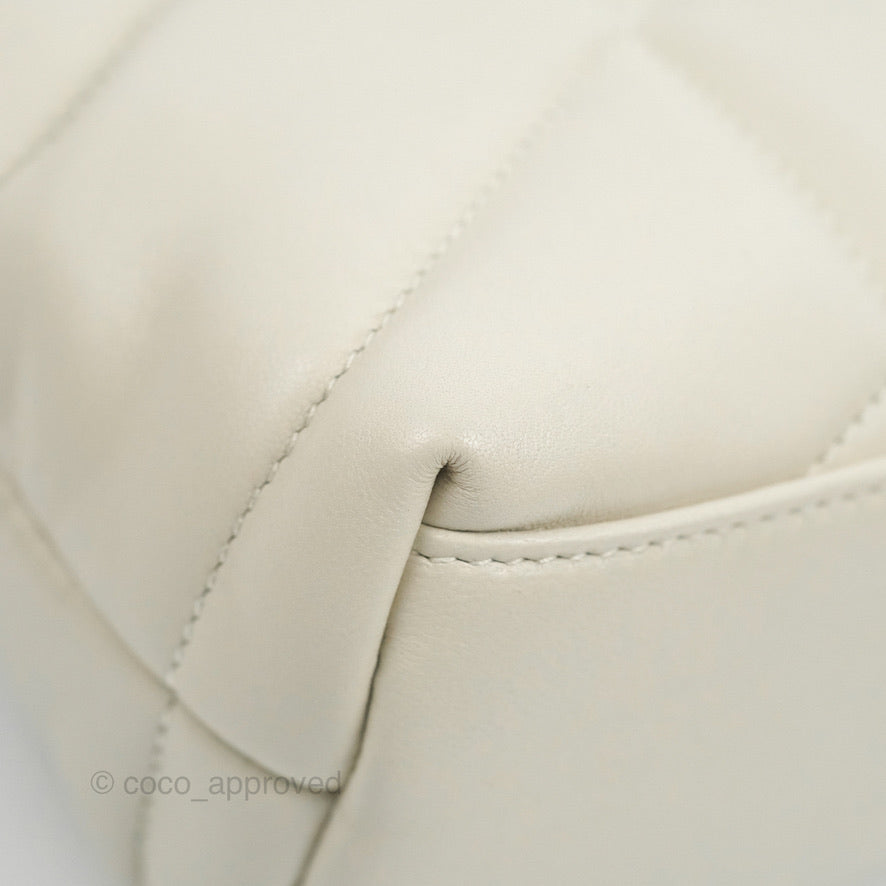 Saint Laurent Puffer Toy Bag Blanc Vintage Lambskin Silver Hardware