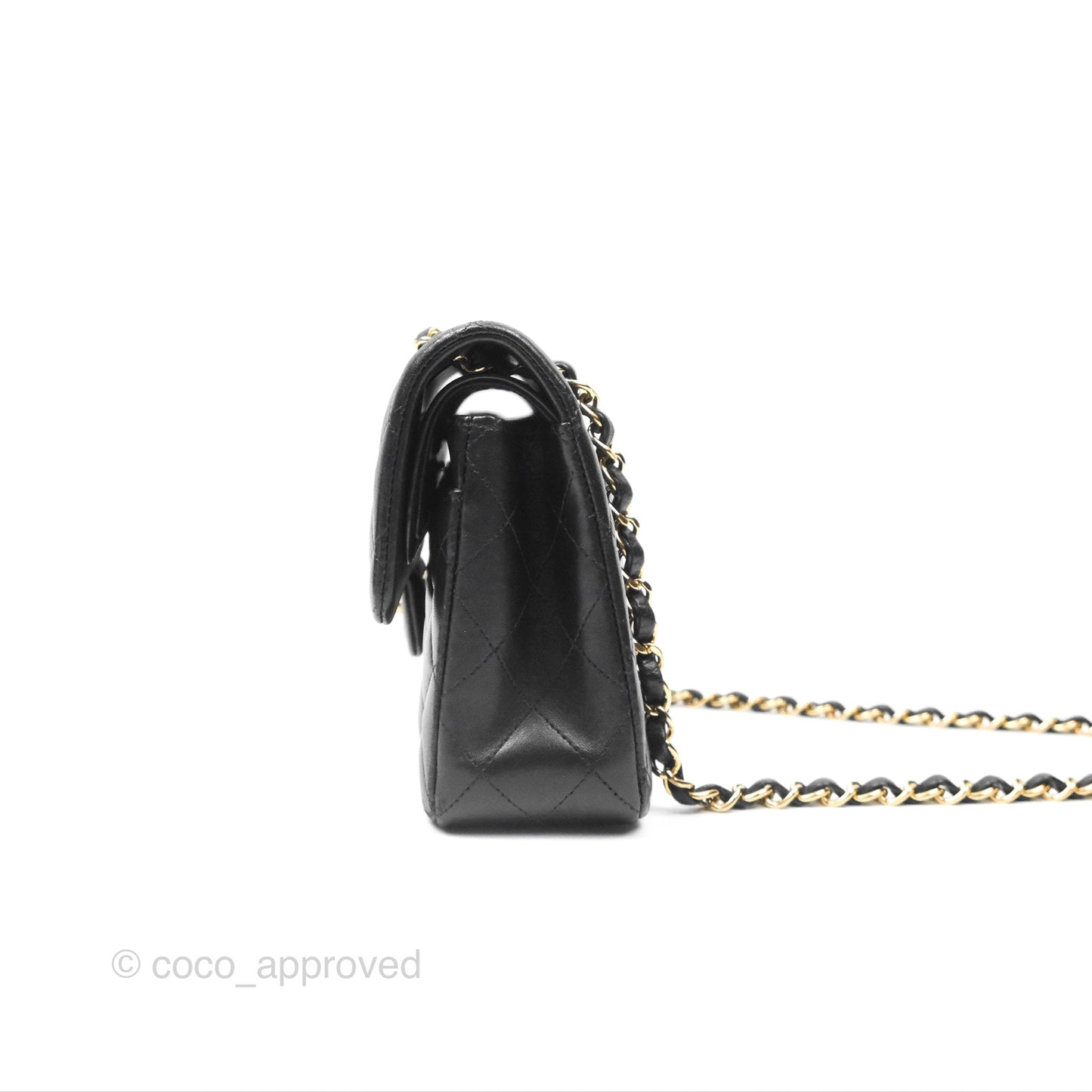 Chanel Small Classic Quilted Flap Black Lambskin Gold Hardware