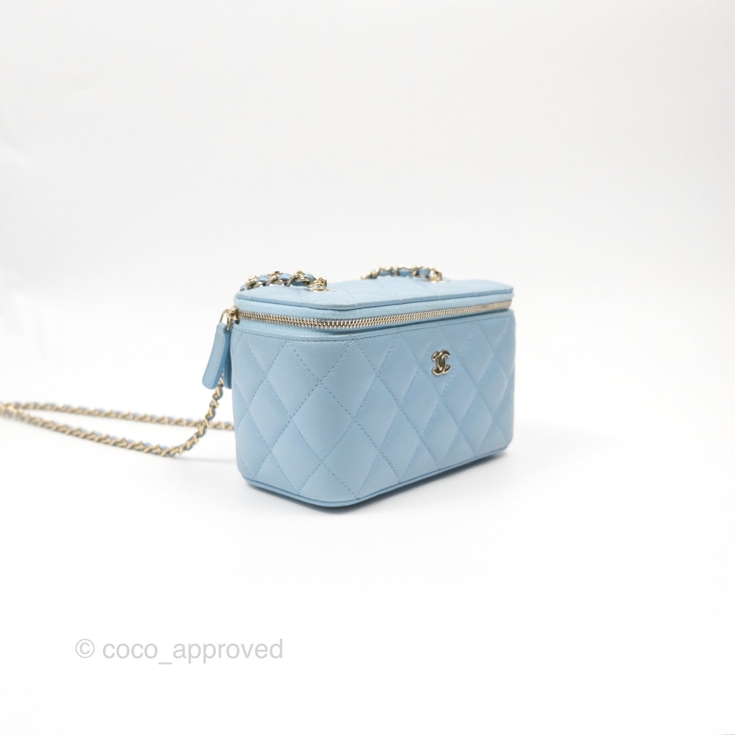 Chanel Classic Vanity With Chain Blue Caviar Gold Hardware