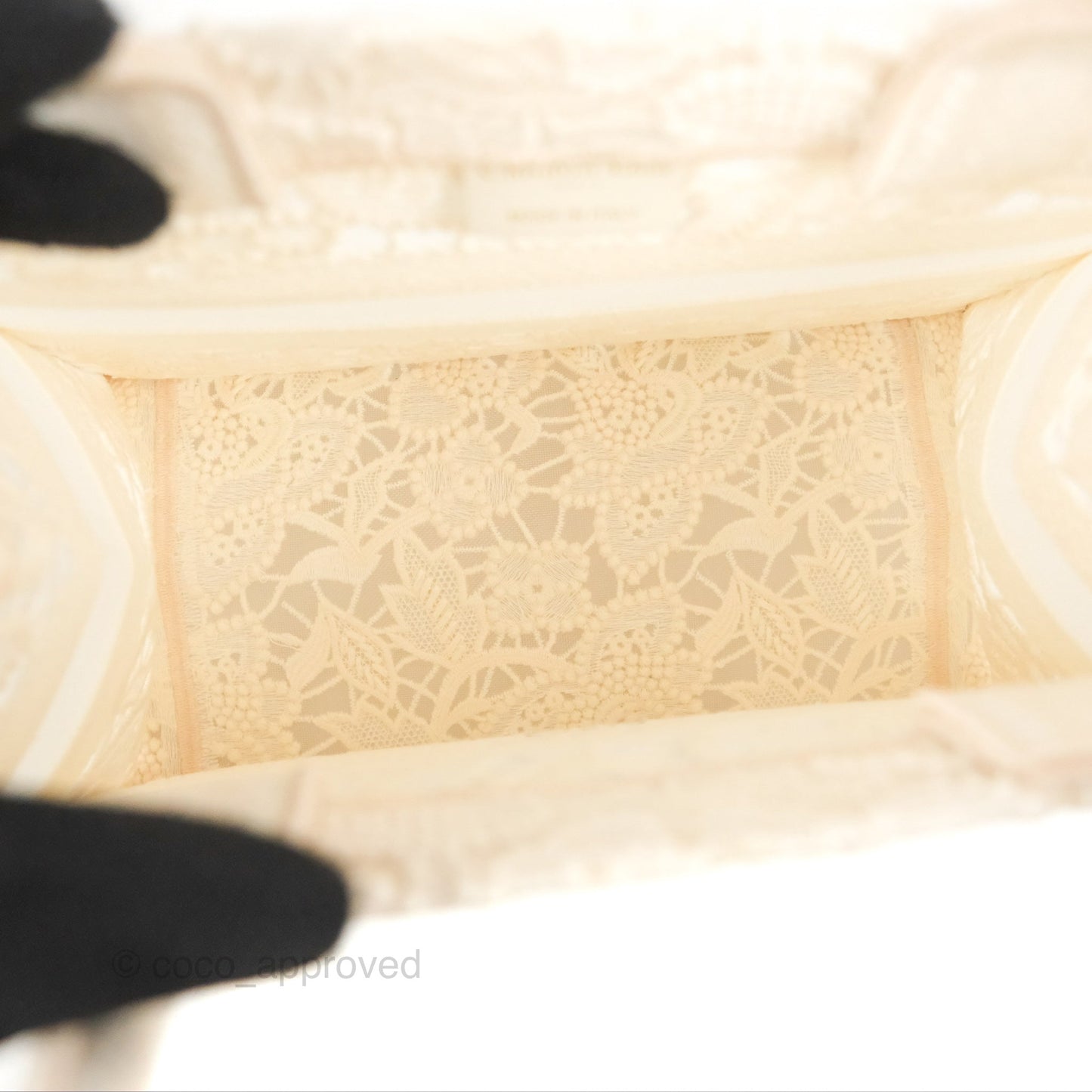 Dior Small Book Tote Natural Macramé-Effect Embroidery