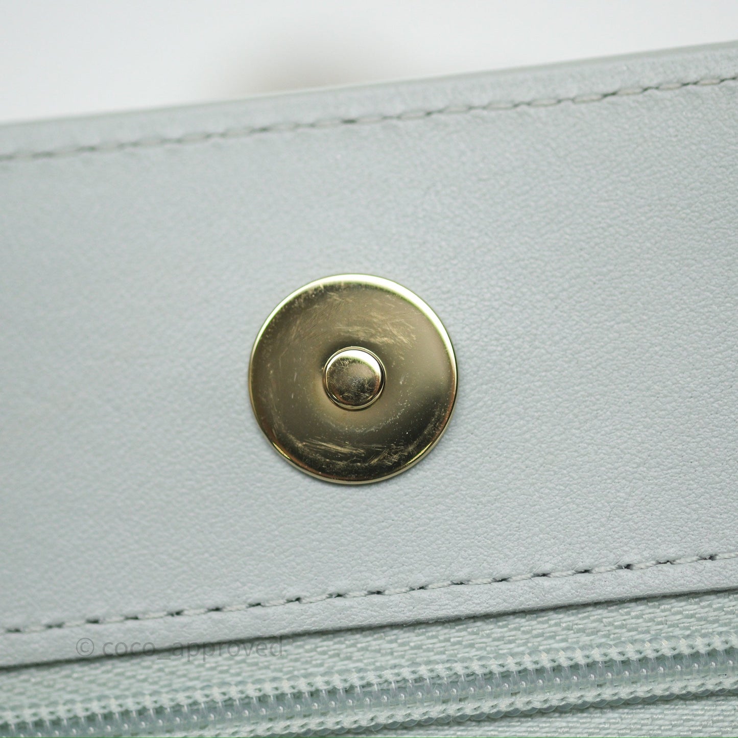 Chanel Classic Quilted Wallet on Chain WOC Grey Lambskin Gold Hardware