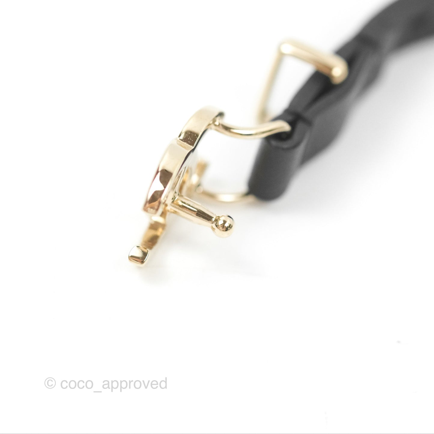 Chanel CC Leather Chain Belt Black Gold Tone 22S