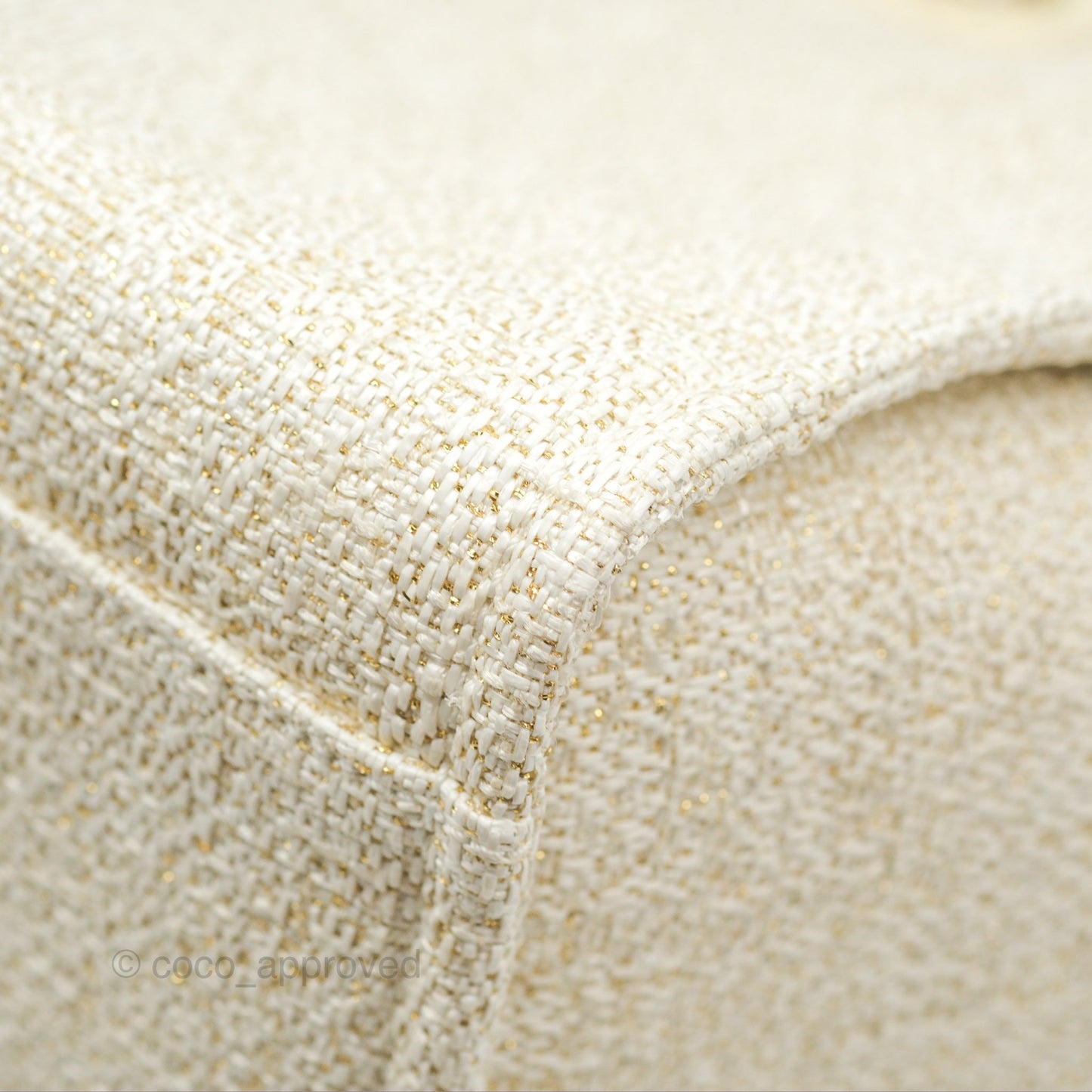 Chanel Large Deauville Ivory/Gold Canvas Gold Hardware