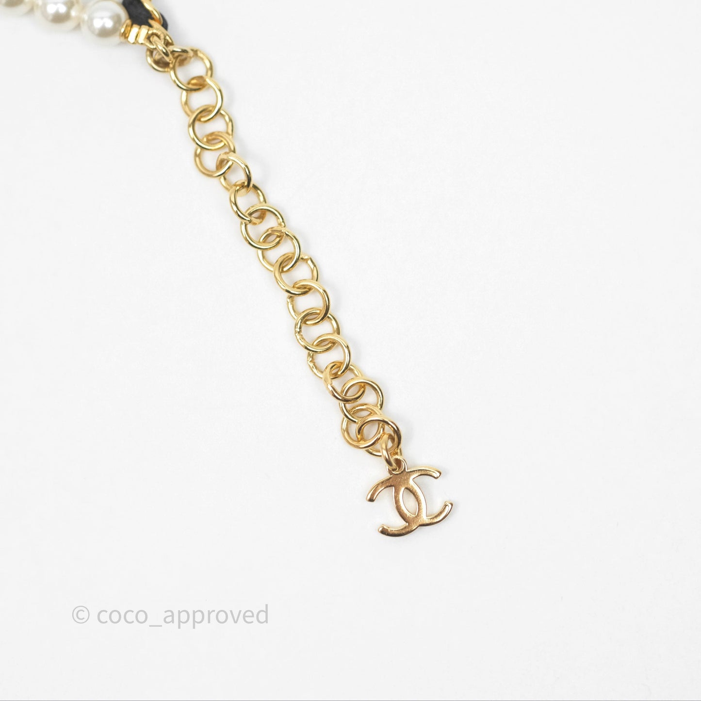 Chanel CC Pearl Crystals Double Necklace Gold Tone 24K