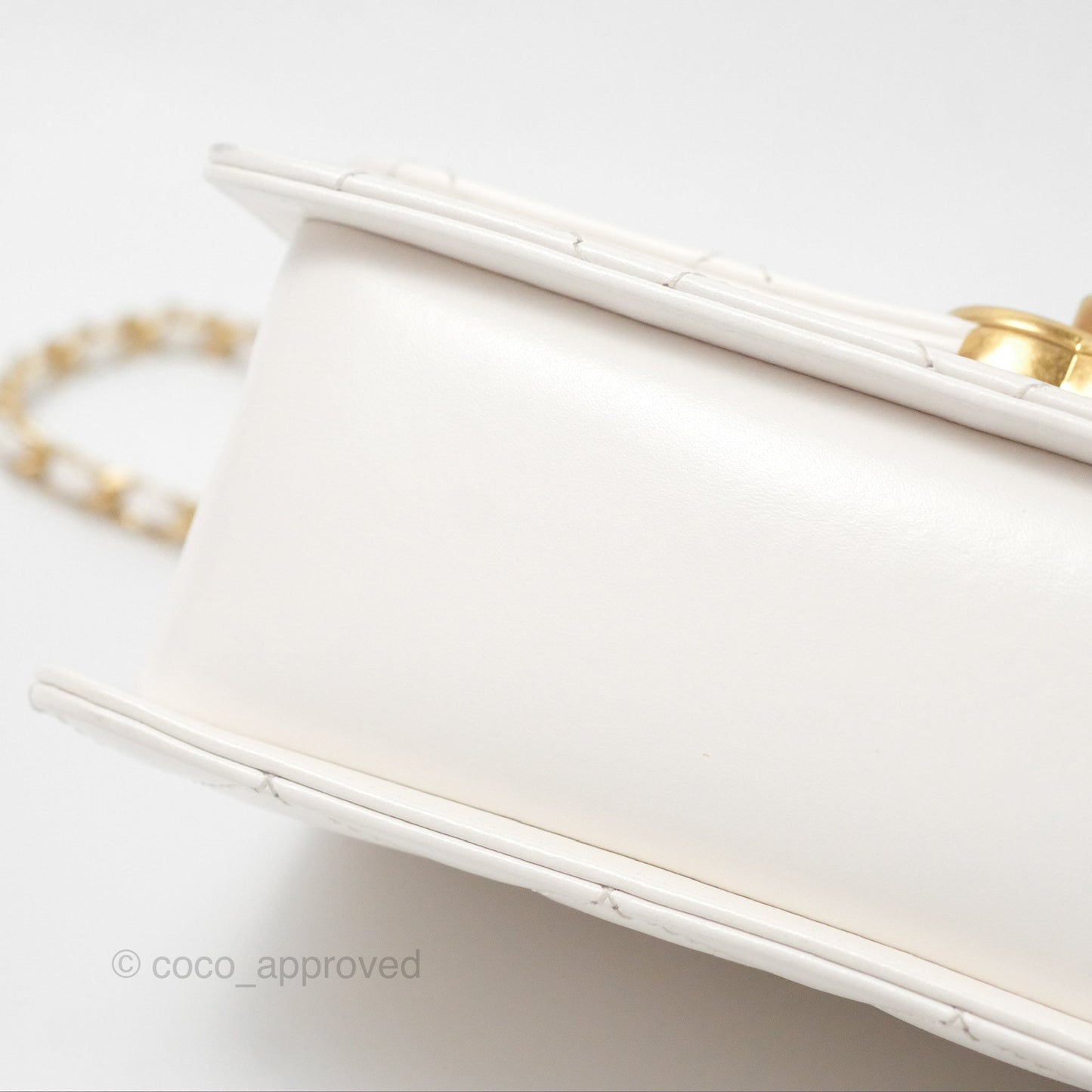 Chanel Quilted Mini Perfect Fit Adjustable White Calfskin Gold Hardware 24C