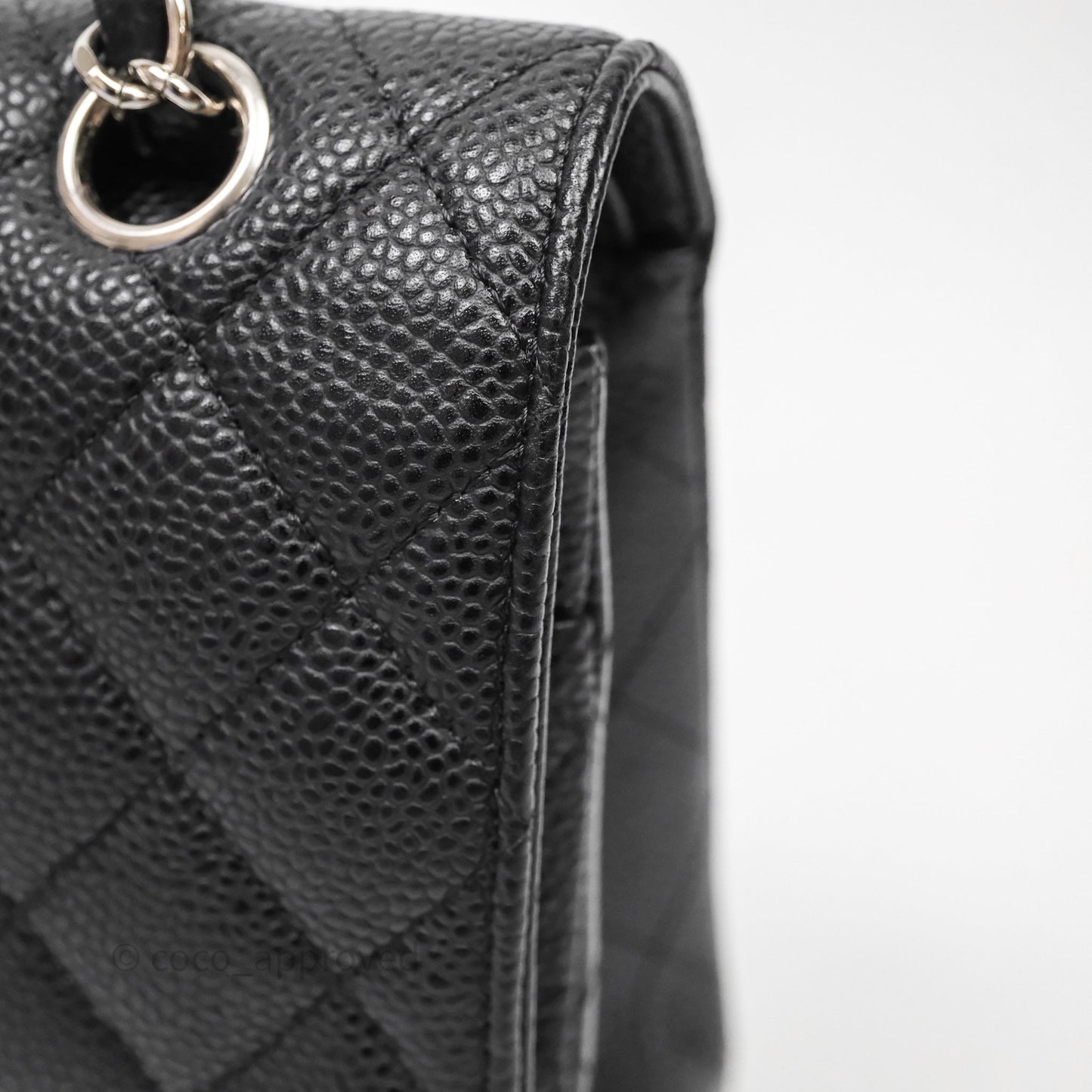 Chanel Classic M/L Medium Flap Quilted Black Caviar Silver Hardware