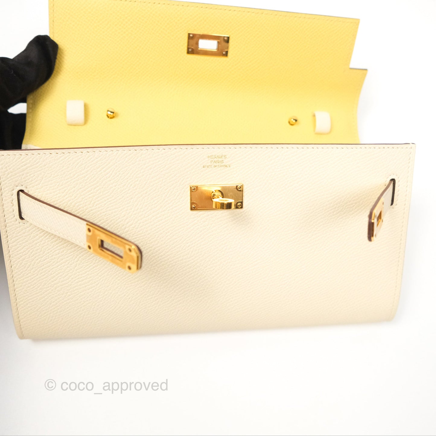 Hermès Kelly To Go Wallet Epsom Nata I2/ Jaune Poussin Gold Hardware