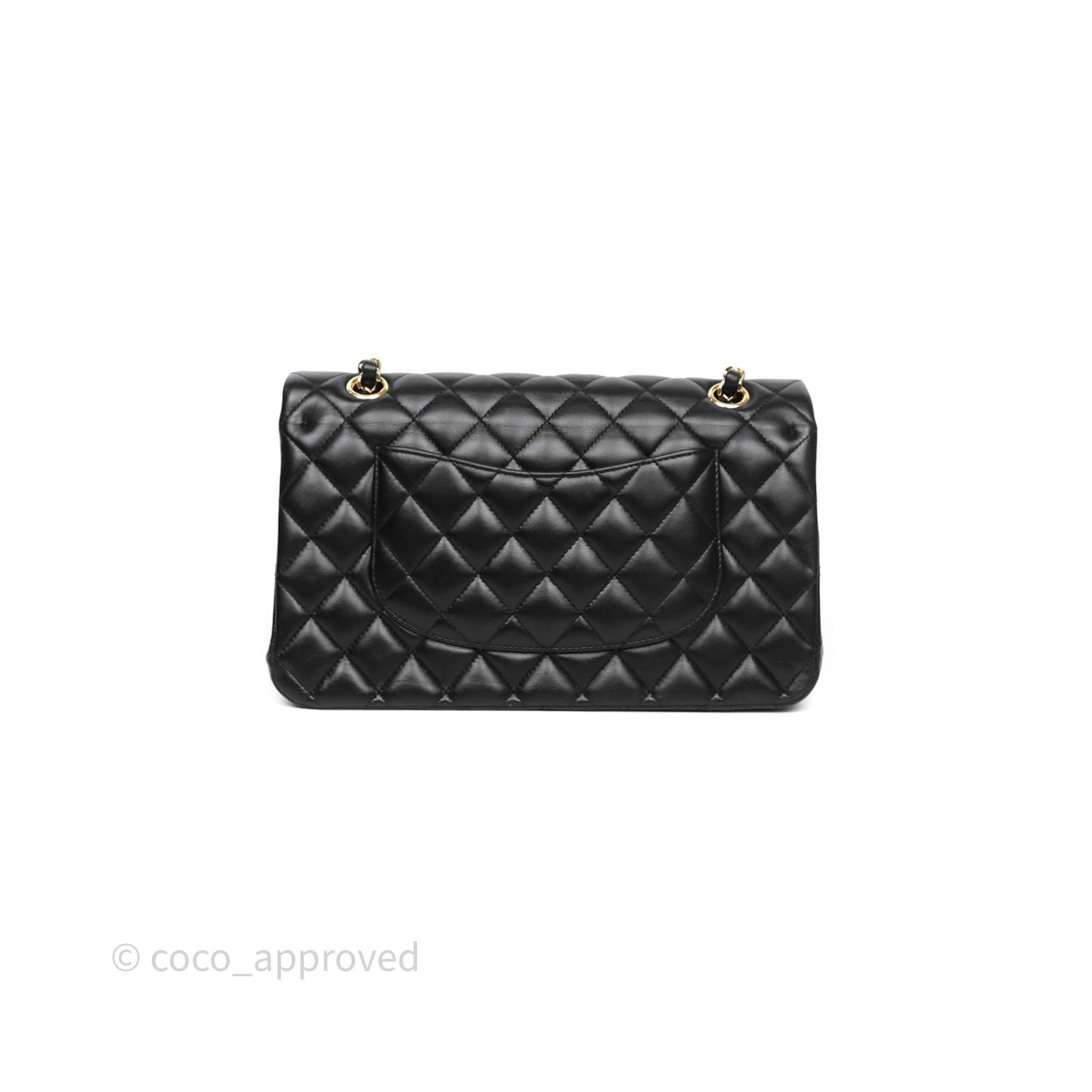 Chanel Classic M/L Medium Flap Quilted Black Lambskin Gold Hardware