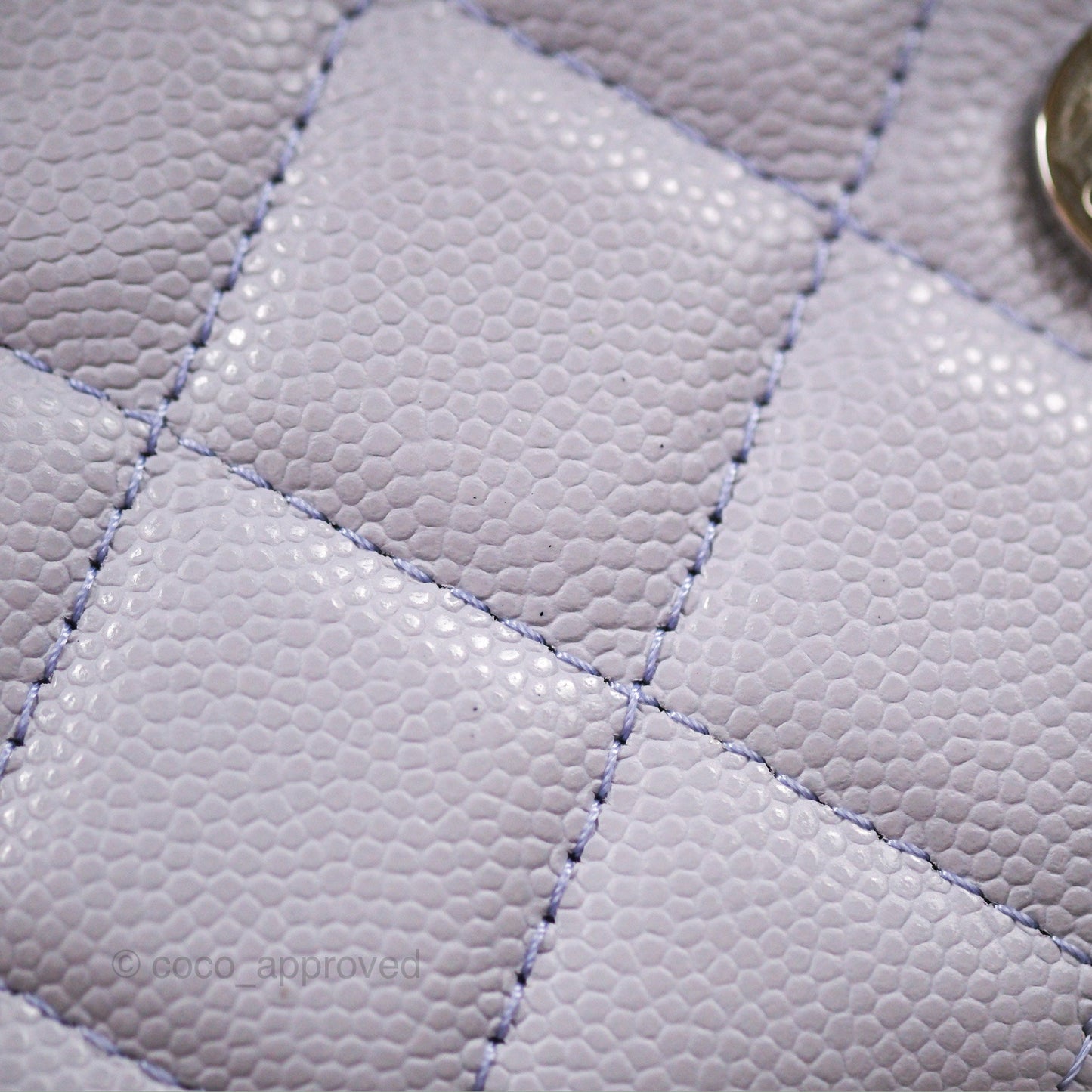 Chanel Quilted Classic Wallet on Chain WOC Lilac Caviar Silver Hardware