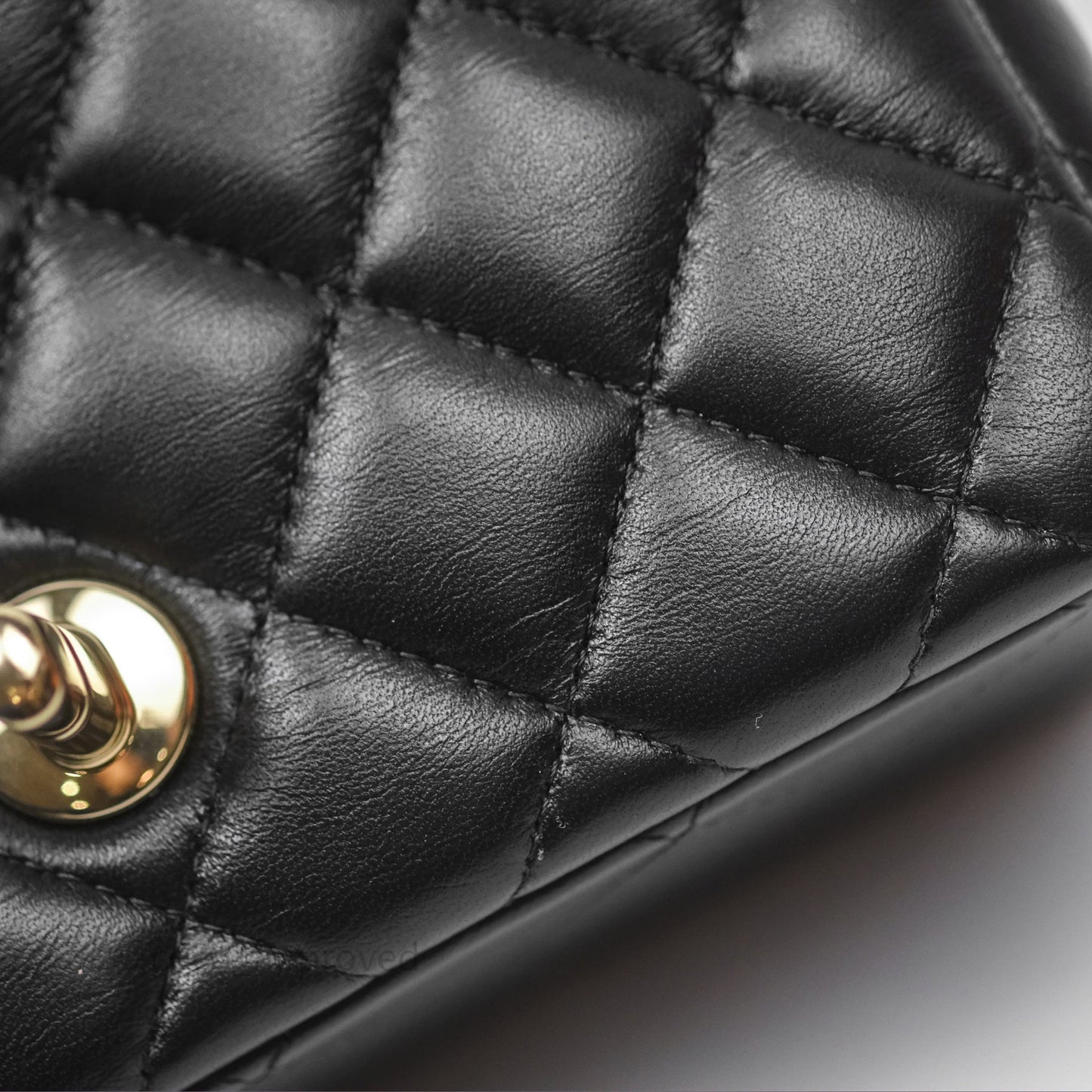 Chanel Mini Square Flap Quilted Black Lambskin Gold Hardware