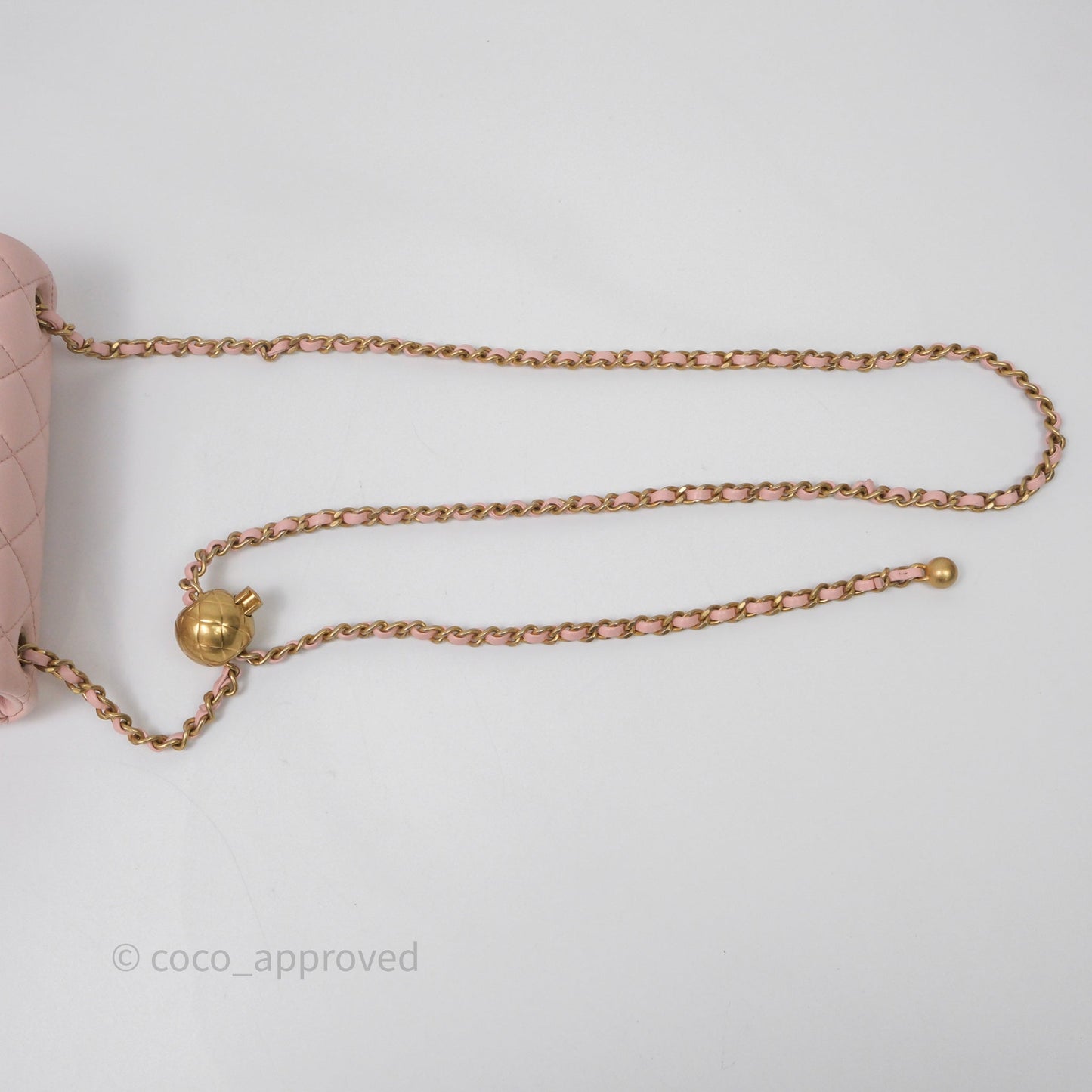 Chanel Pearl Crush Mini Square Quilted Pink Lambskin Aged Gold Hardware