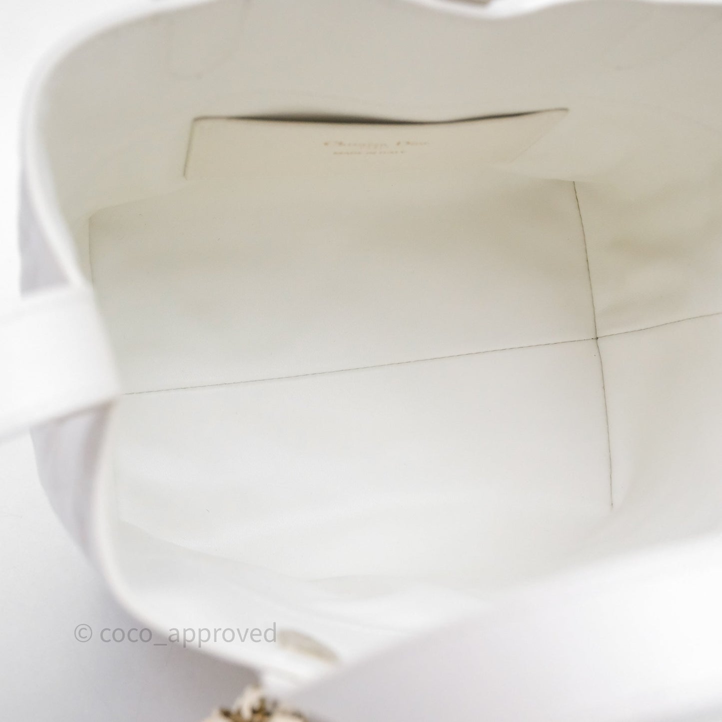 Christian Dior Small Toujours Vertical Tote Bag Latte Macrocannage Calfskin Gold Hardware