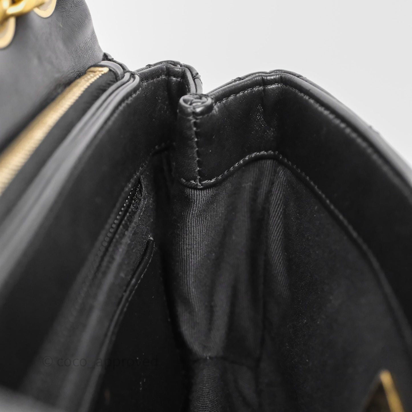 Chanel Small All Slide Adjustable Chain Flap Bag Black Lambskin Aged Gold Hardware 22K