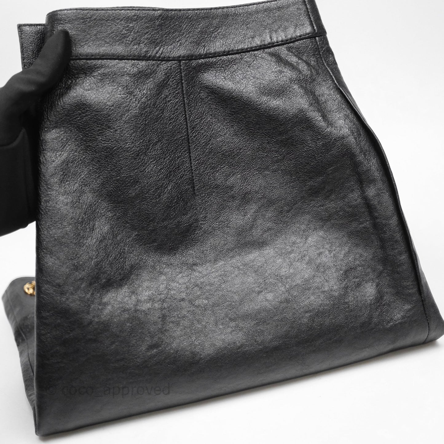 Chanel Leather Skirt Black Size 36