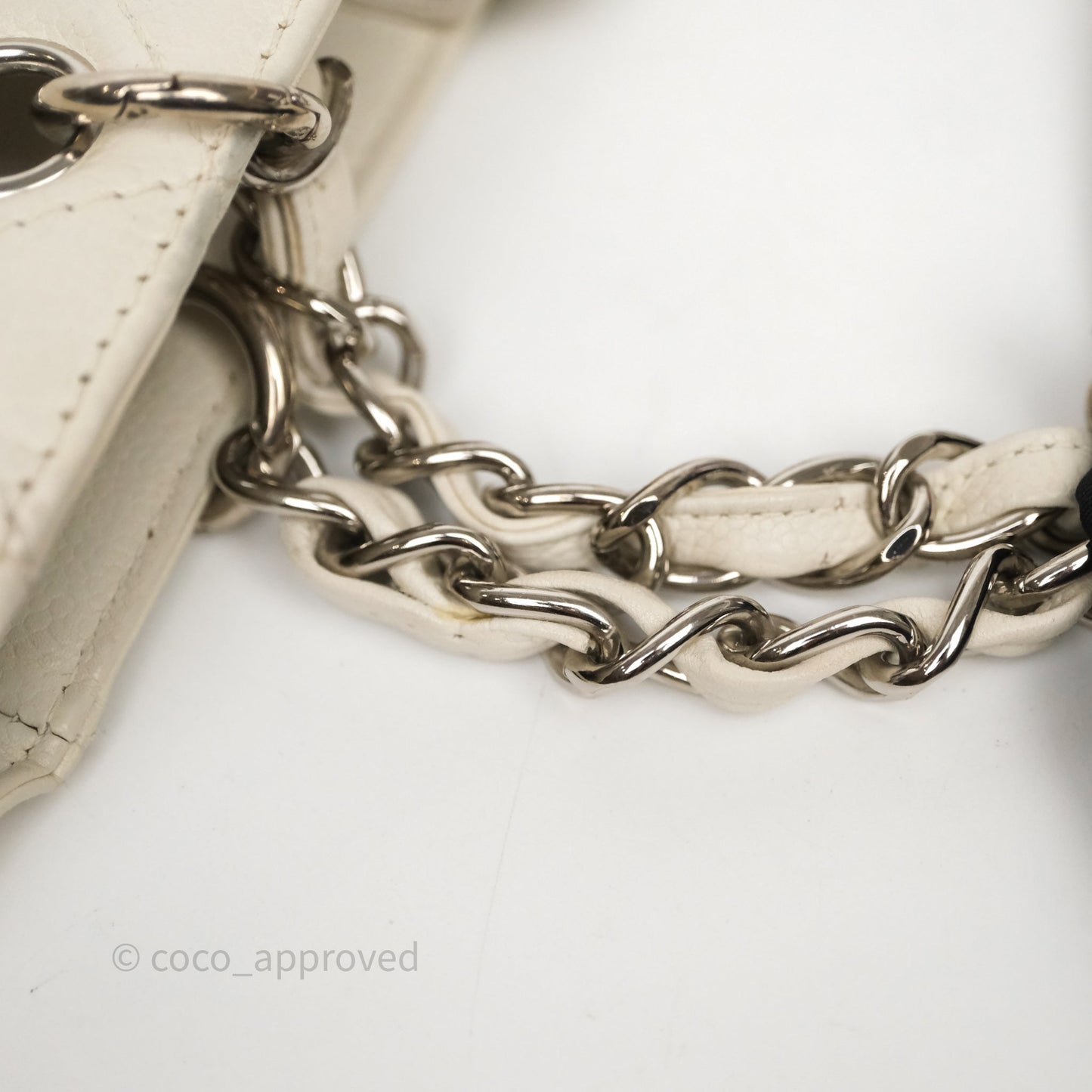 Chanel Vertical GST White Caviar Silver Hardware