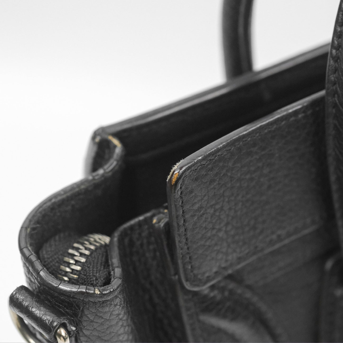 Celine Nano Luggage Bag Black Drummed Calfskin