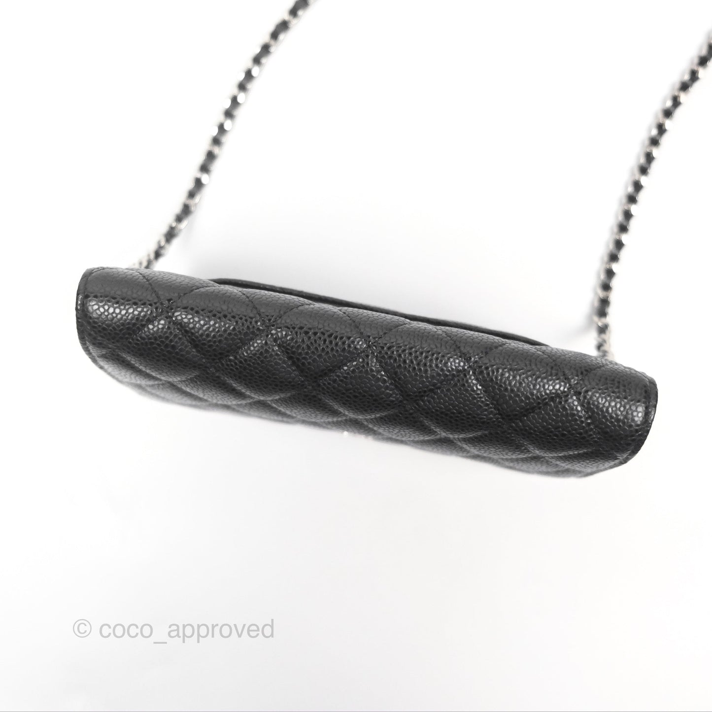 Chanel Quilted Classic Wallet On Chain WOC Black Caviar Silver Hardware